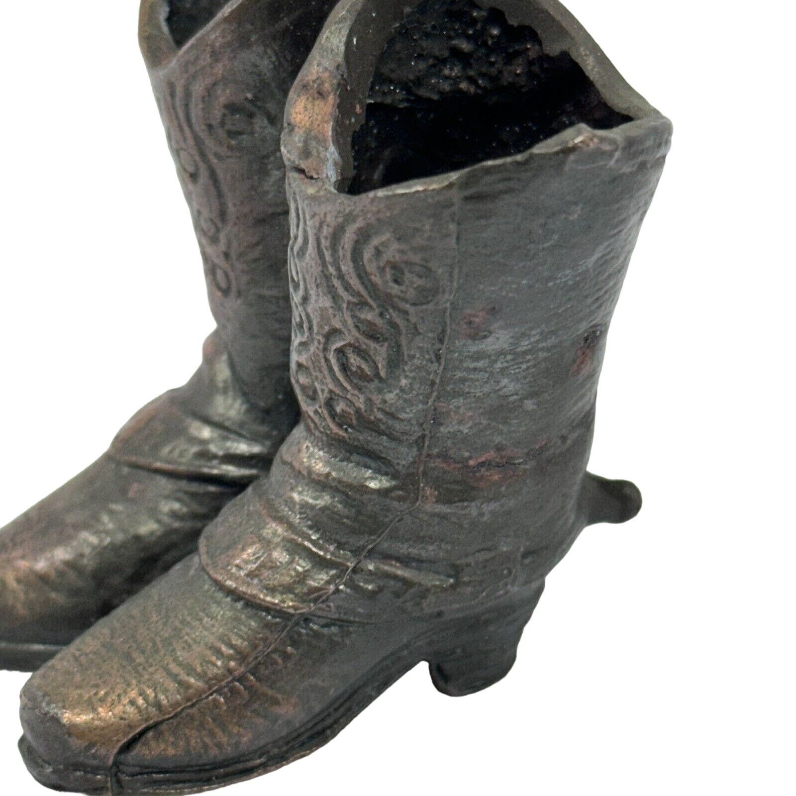 Unknown London 2-1/2" VTG Brass Cowboy Cowgirl Boots Figurine Decor Western Size ONE SIZE - 3 Thumbnail
