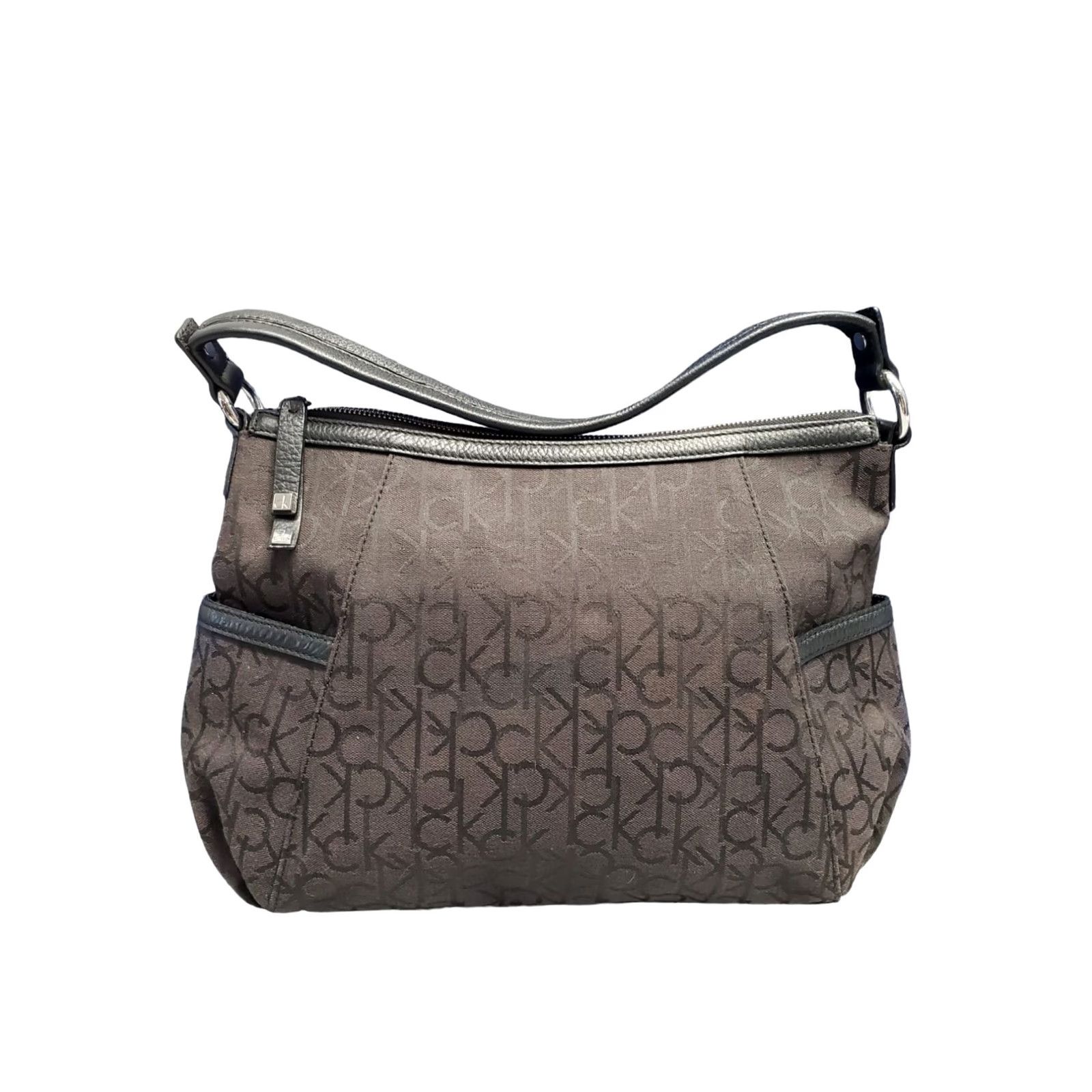 Calvin Klein Calvin Klein Hobo Bag Womens Black Canvas Shoulder Strap Silver Hardware Size ONE SIZE - 2 Thumbnail