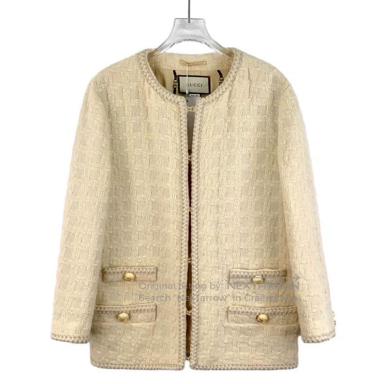 Gucci Gucci Beige wool woven tweed small fragrance jacket Size S / US 4 / IT 40 - 1 Thumbnail