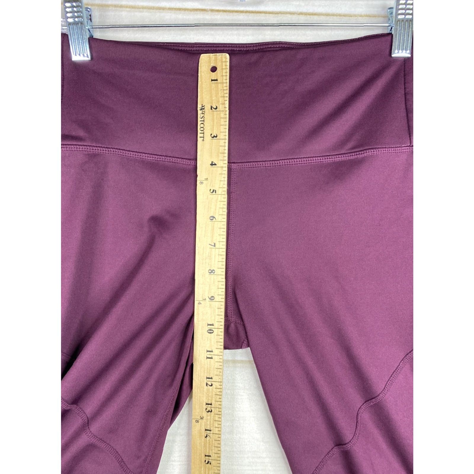 Vintage VINTAGE Joy Lab Leggings Womens M Purple Striped Gym Workout Pants Pocket Stretch Size 32" / US 10 / IT 46 - 4 Thumbnail