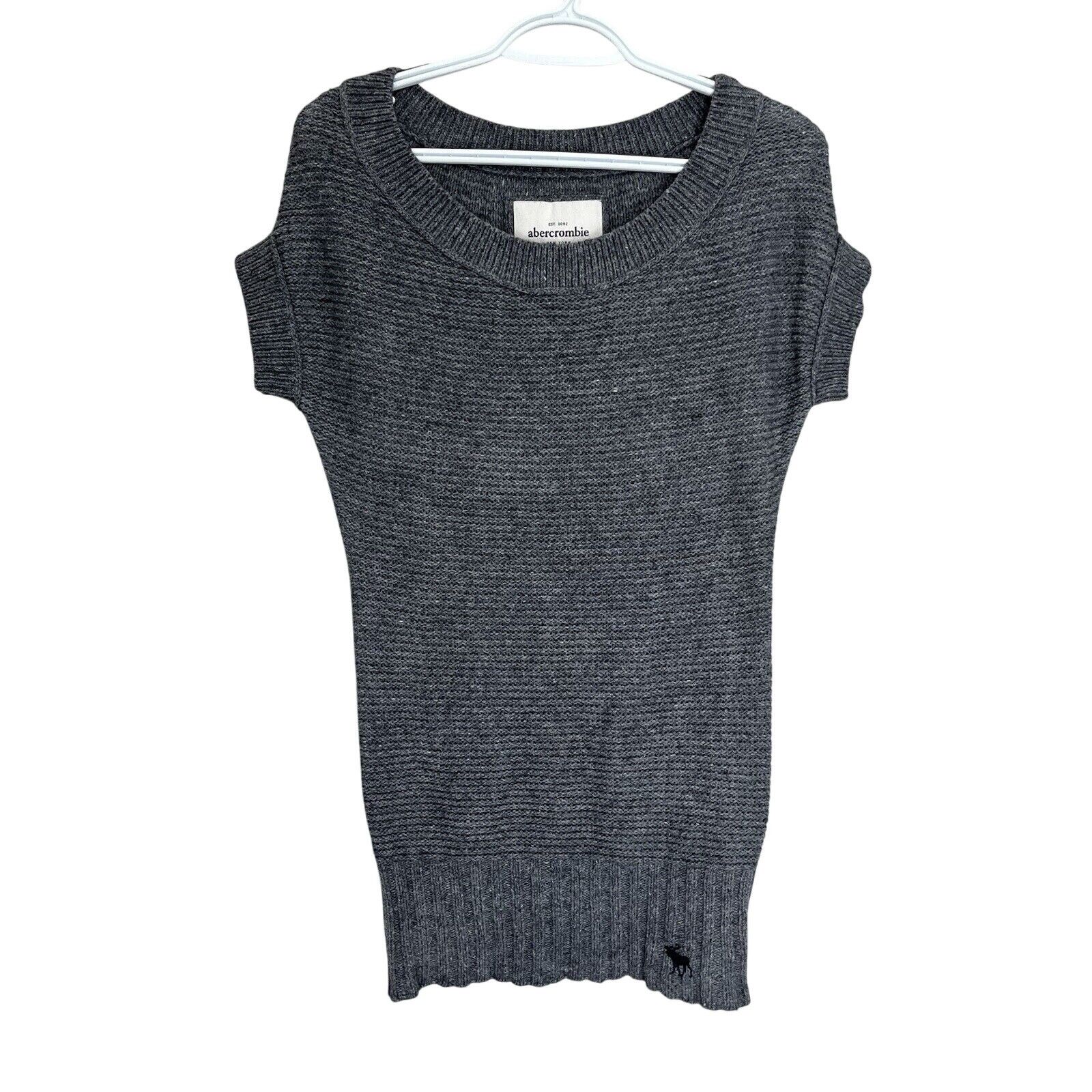 Abercrombie & Fitch Abercrombie | Gray Angora Blend Short Sleeve Knit Sweater Size M / US 6-8 / IT 42-44 - 2 Thumbnail