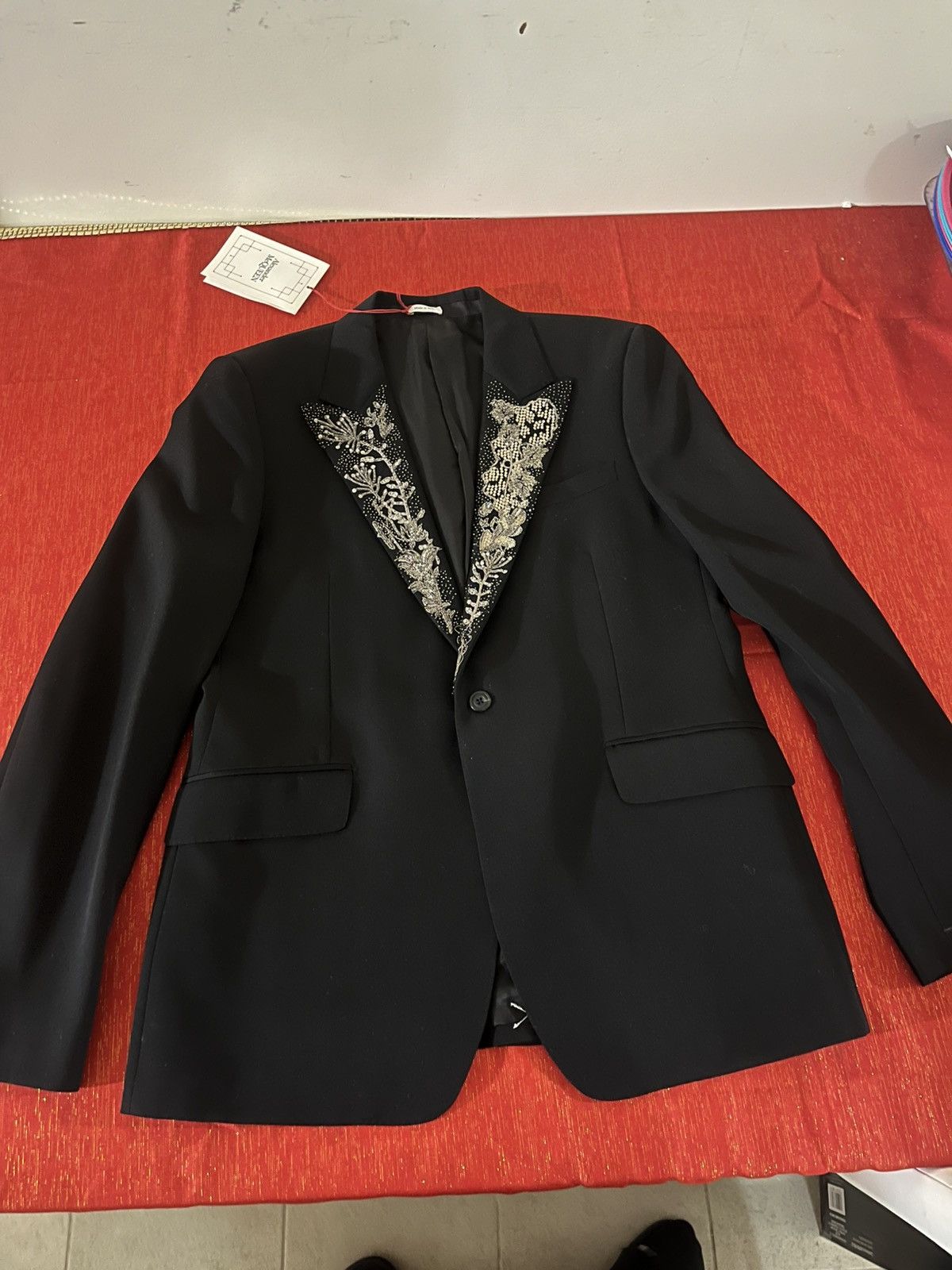Alexander McQueen Embellished Floral-Lapel Tuxedo Jacket Sz 54R EU(43R US) Size 54R - 20 Thumbnail