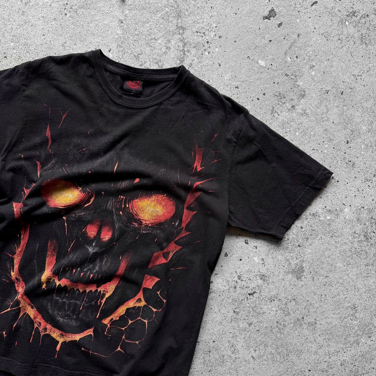 Vintage Spiral Vintage Mens Black Flame Skull SS T-Shirt Biker Size US L / EU 52-54 / 3 - 3 Thumbnail