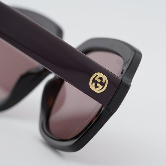 Gucci Gucci GG1337S 009 Sunglasses Havana Square Frame Size ONE SIZE - 5 Thumbnail