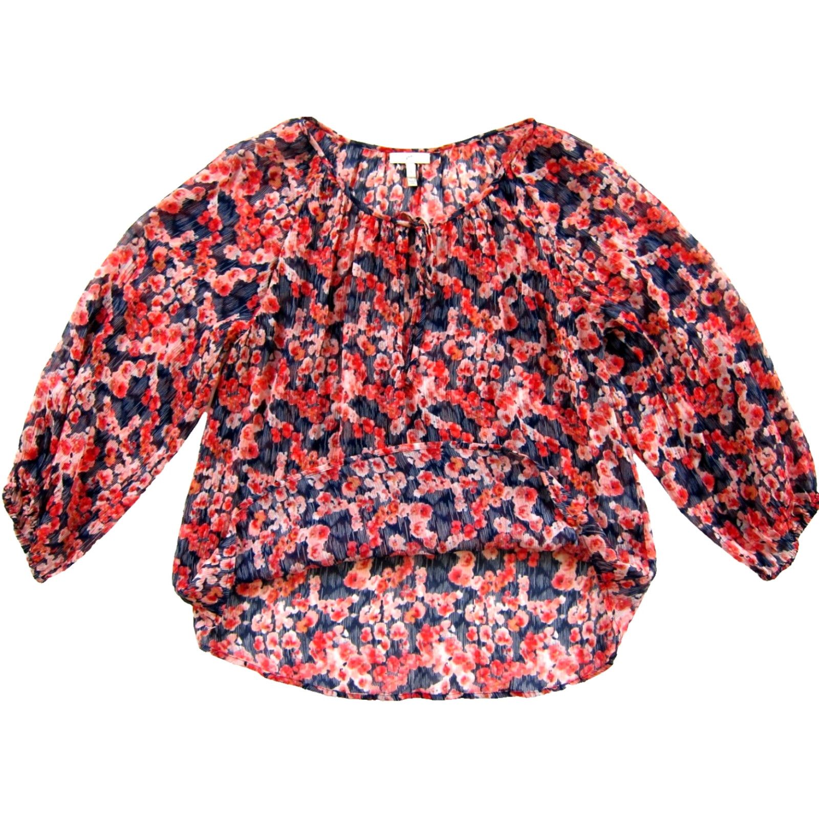 Joie Joie Blouse Tunic 100% Silk Floral Long Sleeve Small Pink Womens Shirt Size S / US 4 / IT 40 - 4 Thumbnail
