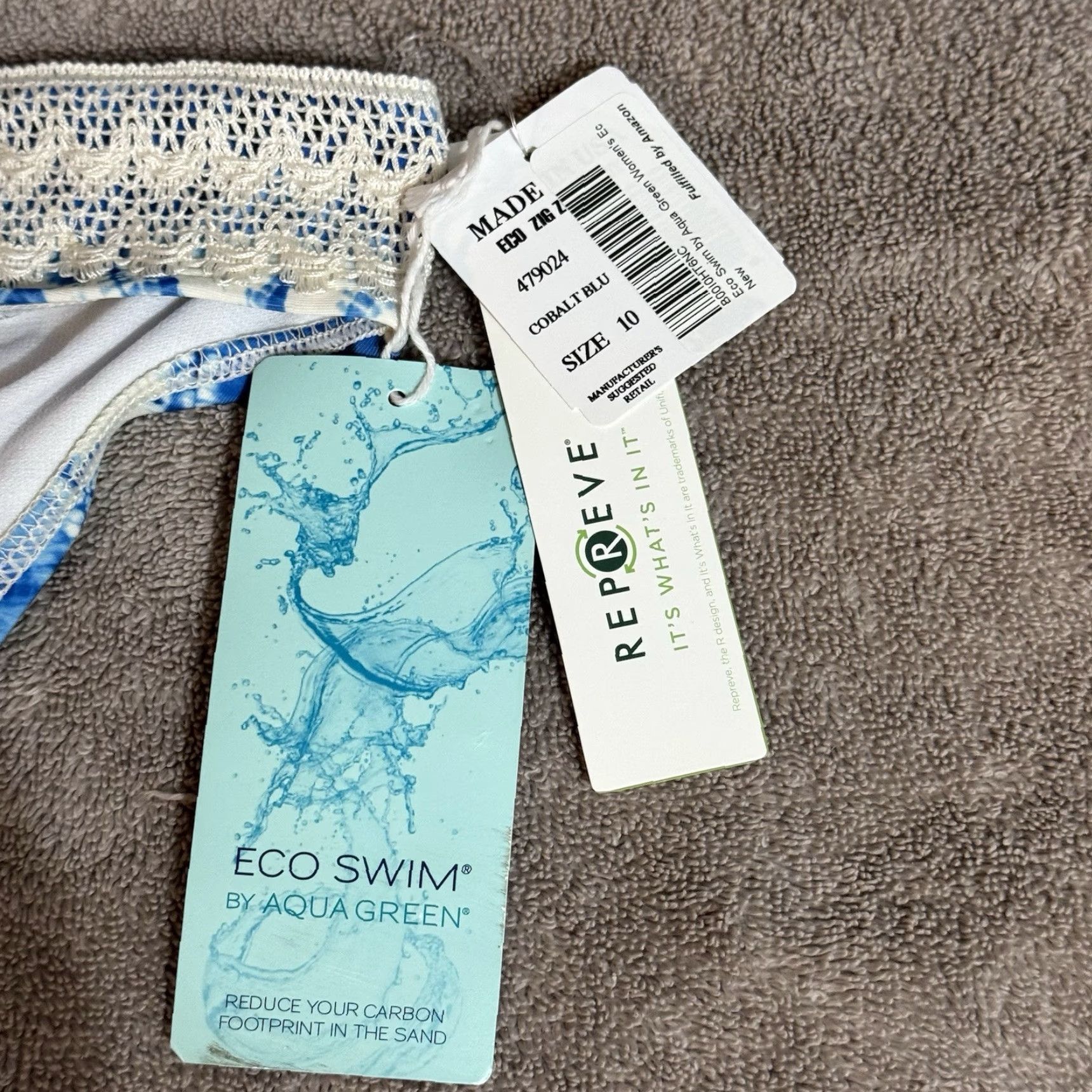 Vintage Eco Swim Bikini Bottom Women Sz 10 Boho Lace Tie Dye Beachwear Ethereal Romantic Swimsuit Bottoms Womens Size 32" / US 10 / IT 46 - 2 Thumbnail