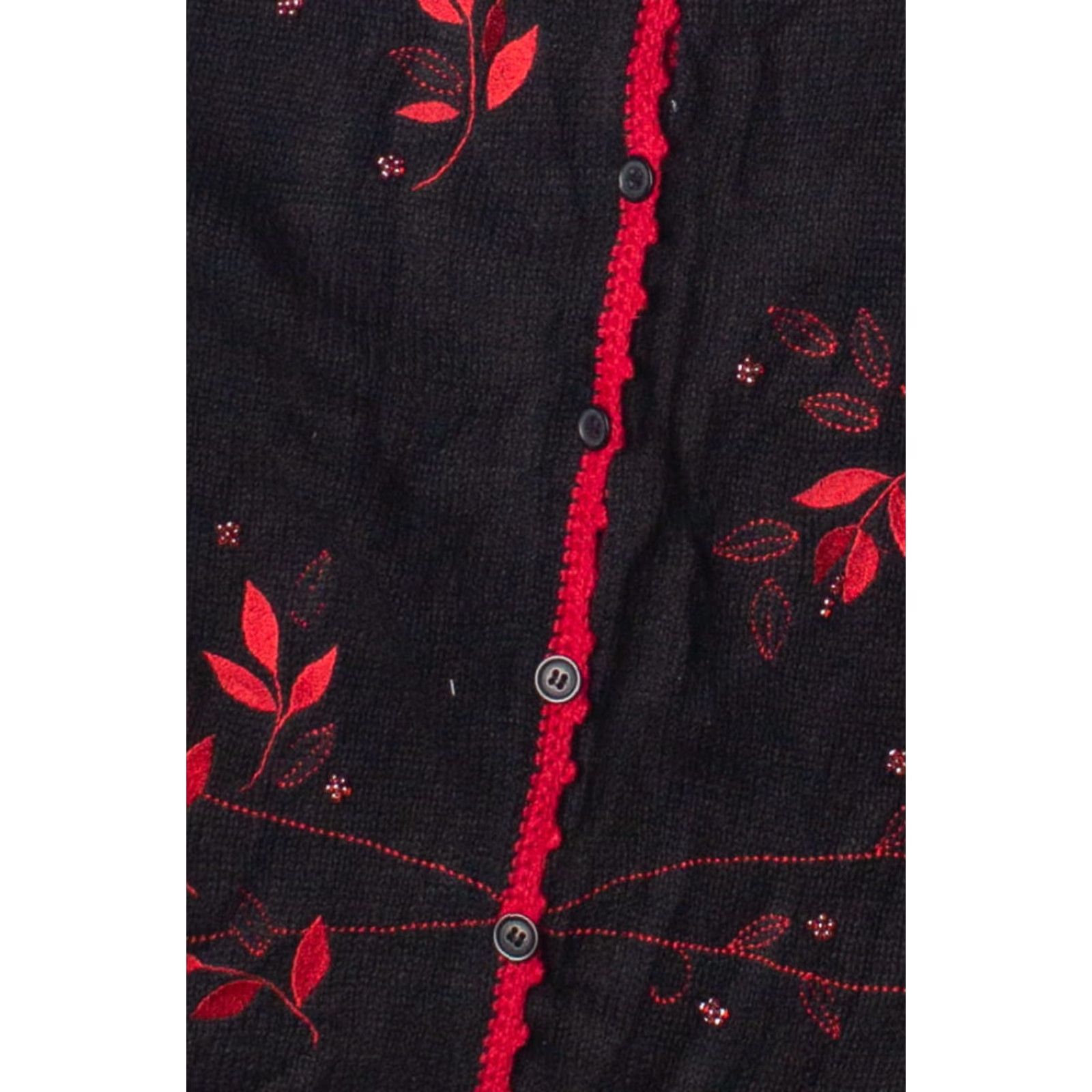 Vintage VINTAGE Christopher & Banks Cardigan Sweater Small Black Embroidered Floral Women/Girls? Size S / US 4 / IT 40 - 3 Thumbnail