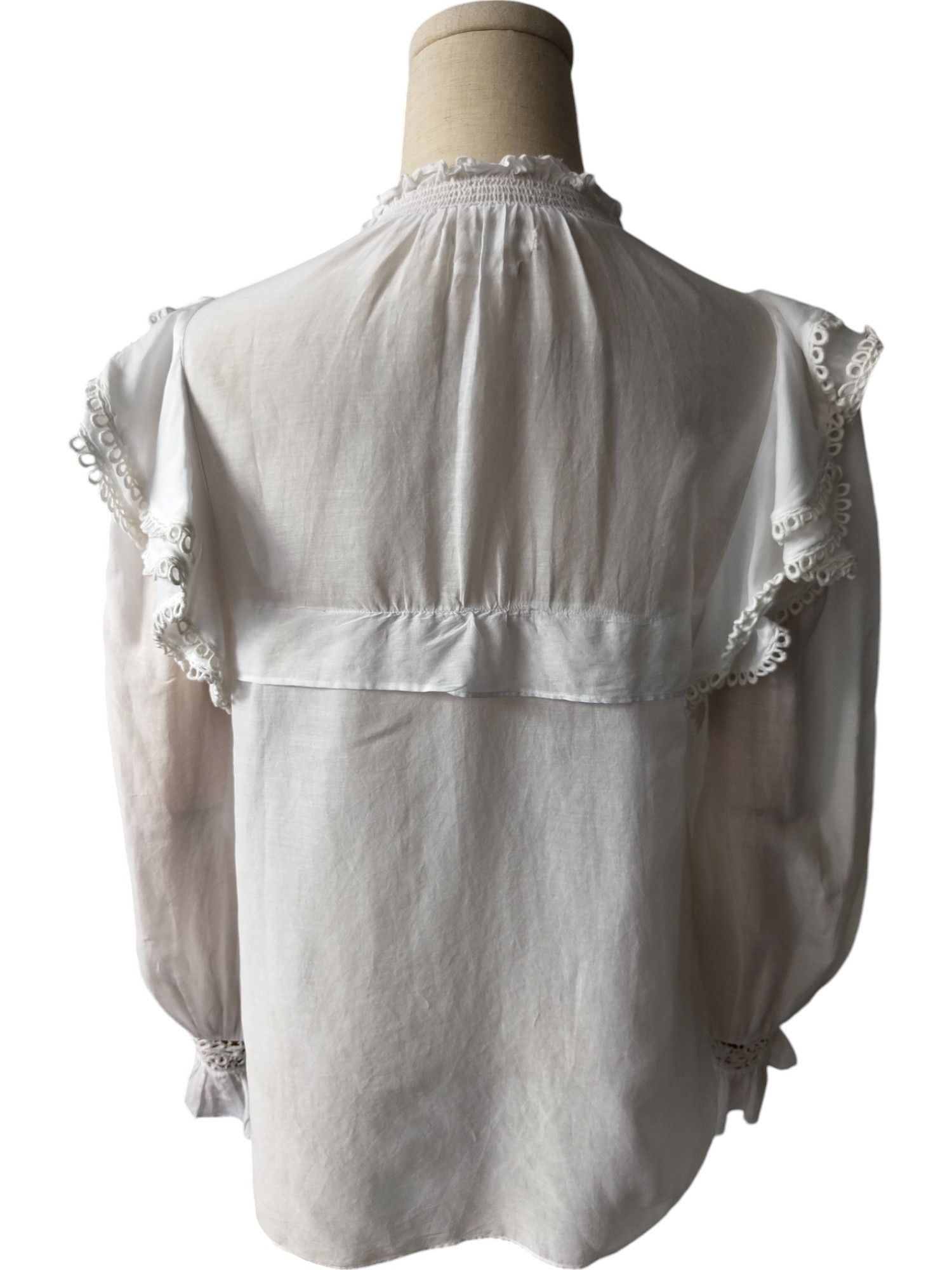 Isabel Marant Etoile White Cotton Laced Poplin Shirt Size XS / US 0-2 / IT 36-38 - 2 Thumbnail