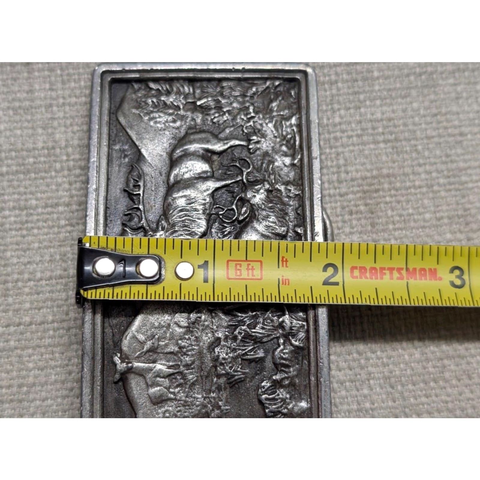 Vintage VINTAGE Bergamot Brass Works belt buckle INJURED ELK Western deer nature 2" x 3.5" 1.75" fits Men Brass Metallic USA West rugged Mens Size ONE SIZE - 6 Thumbnail