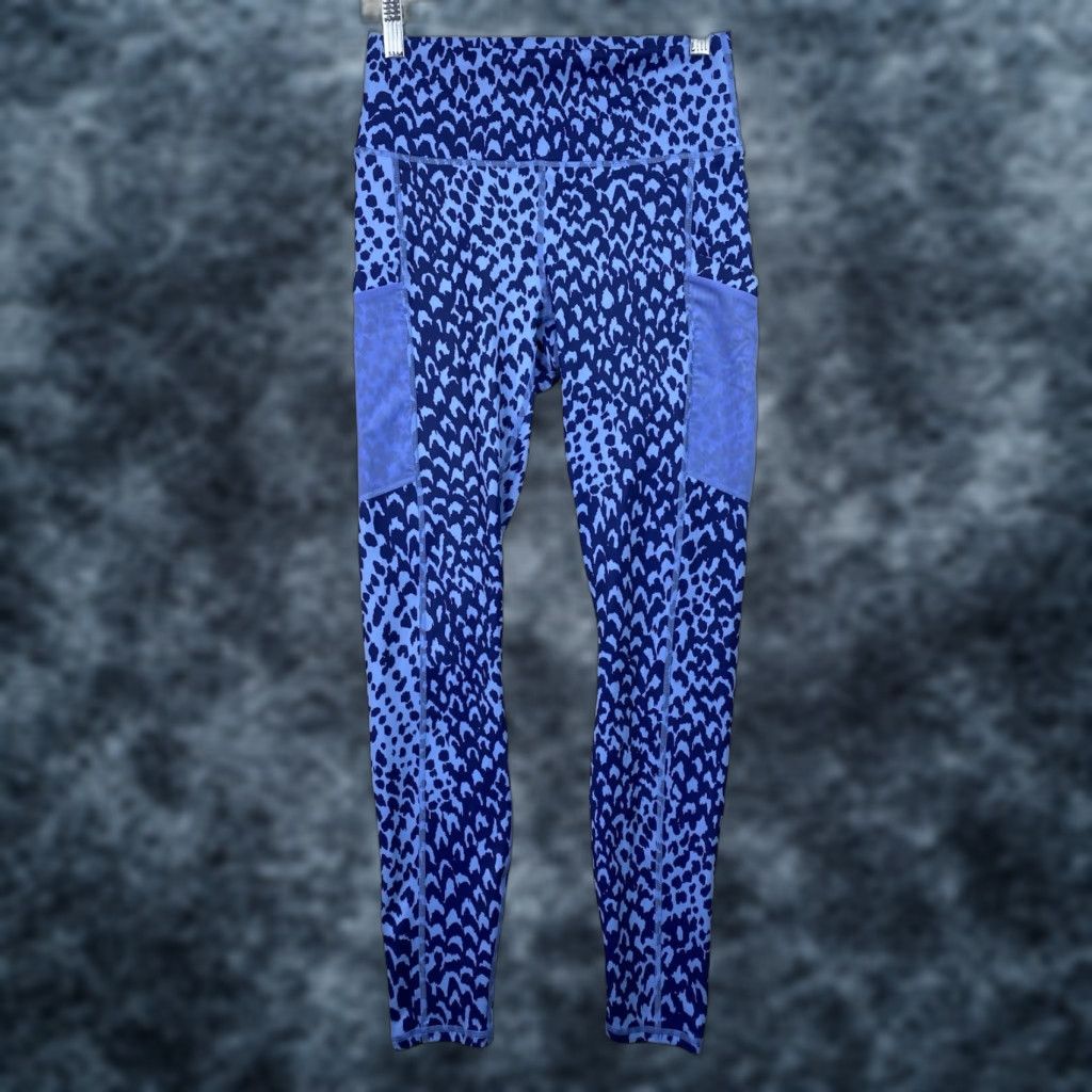 Fabletics Fabletics Leggings S Blue Animal Print Pockets High Rise Skinny Athletic Womens Size 28" / US 6 / IT 42 - 1 Thumbnail