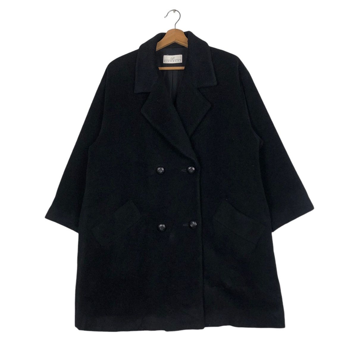 Designer × Givenchy × Vintage 📌RICH BLACK DOUBLE COLLAR WOOL LONG JACKET GIVENCHY Size US M / EU 48-50 / 2 - 2 Thumbnail