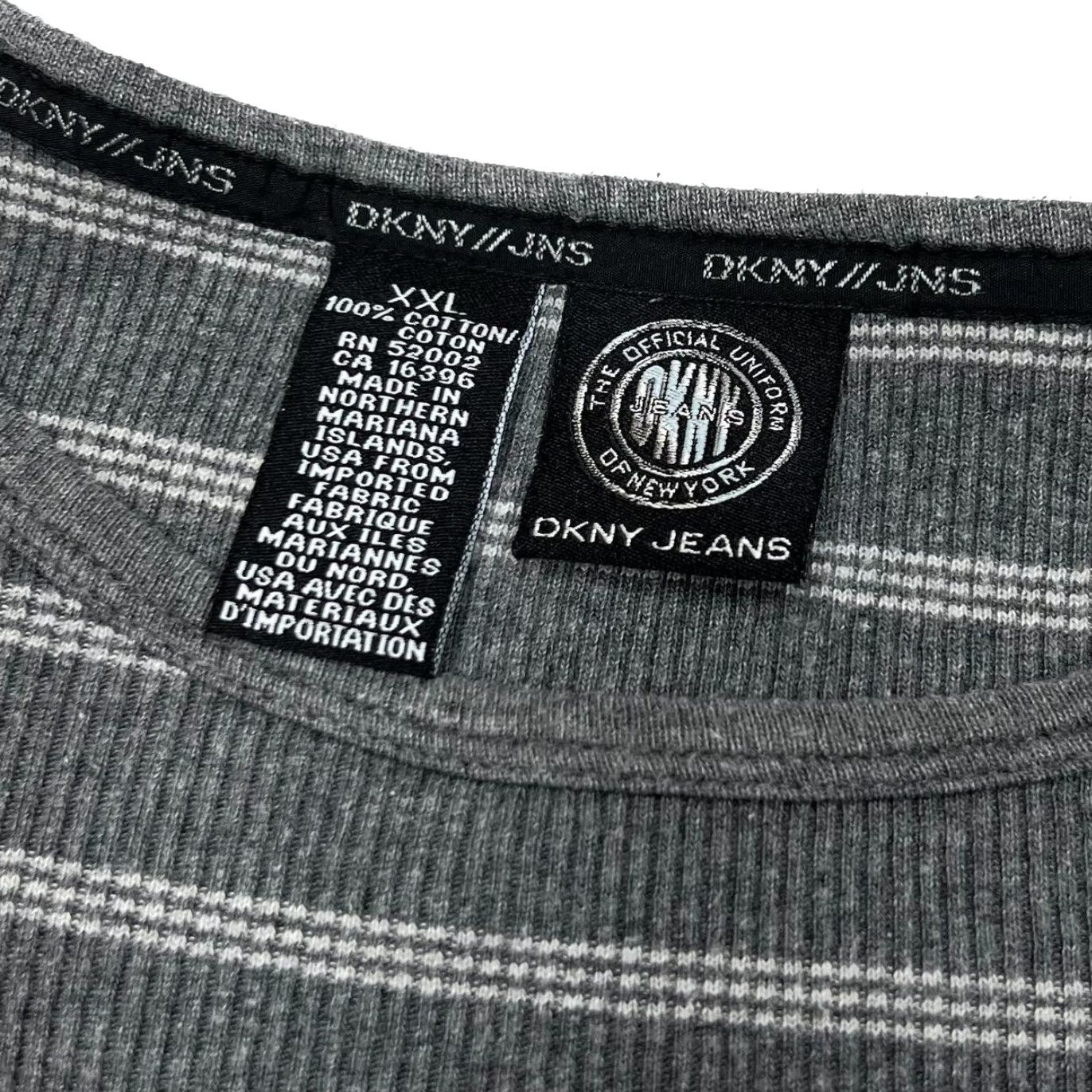 DKNY VINTAGE DKNY Jeans Grey Striped Cotton Short Sleeve T-Shirt XL Mens Size US XL / EU 56 / 4 - 3 Thumbnail