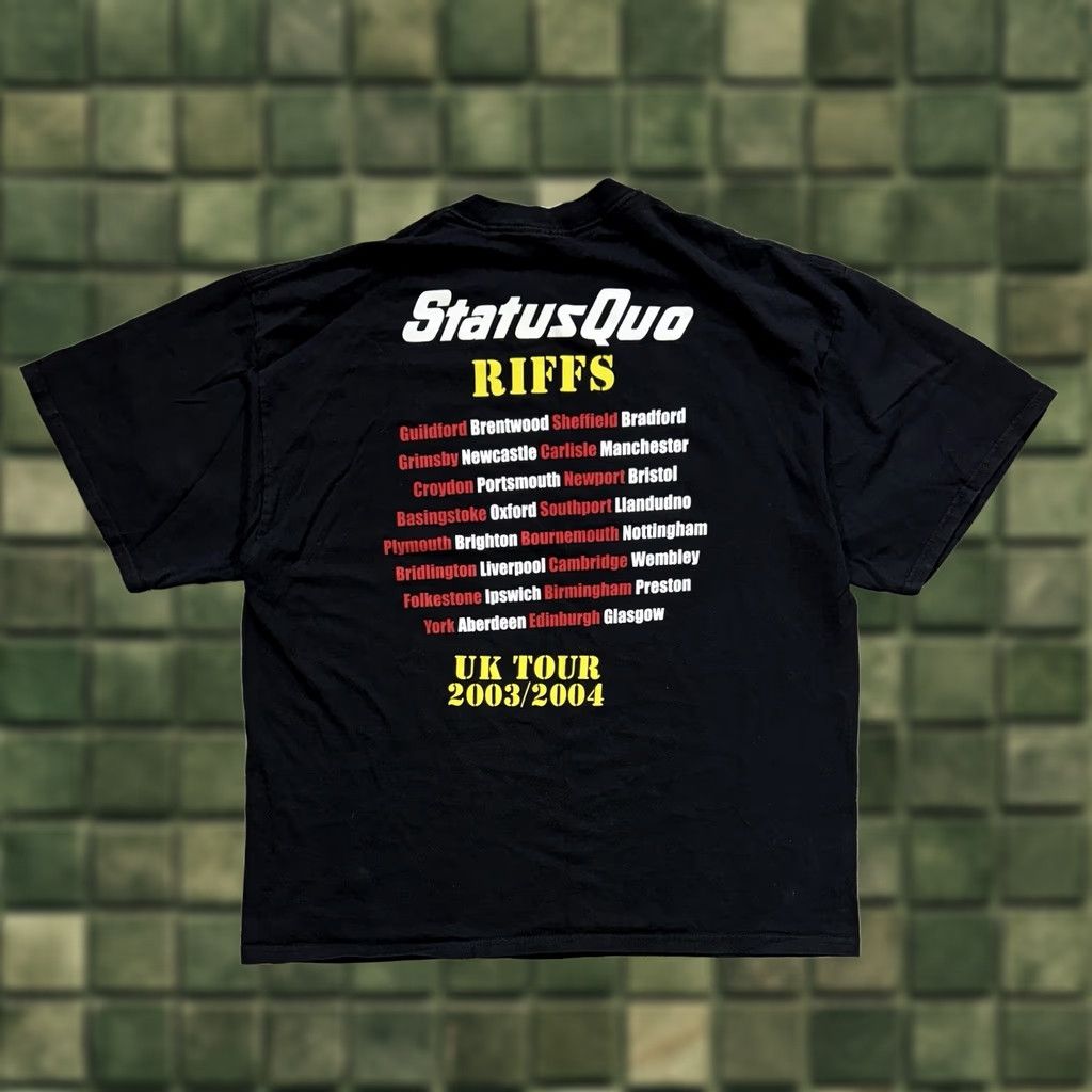 Gildan VINTAGE Status Qwo RIFFTS Tour UK 2003 2004 Rock Band T-Shirt Black 2XL Mens Short Sleeve T-Shirt XS? Size US XXL / EU 58 / 5 - 1 Thumbnail