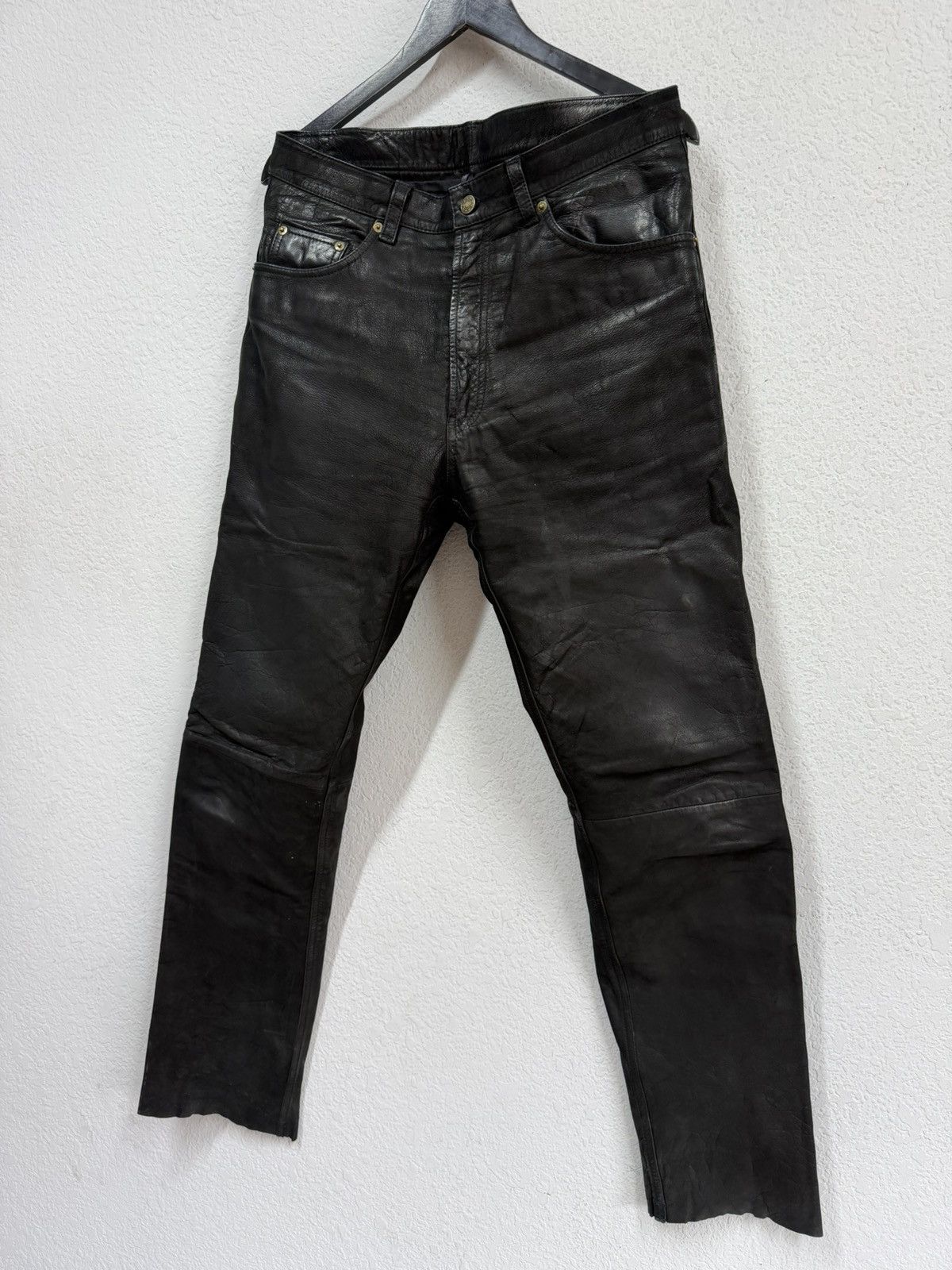 Hedi Slimane 🔥 Vintage Leather Pants 00s Italian Rock Noir Archive Grunge Size US 32 / EU 48 - 6 Thumbnail