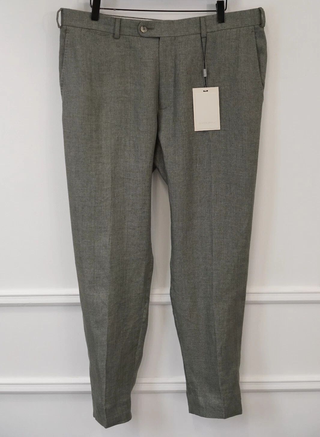 Suitsupply Men Suitsupply Trousers 100% Linen Green Soho Size UK/US34 Size 34R - 1 Thumbnail