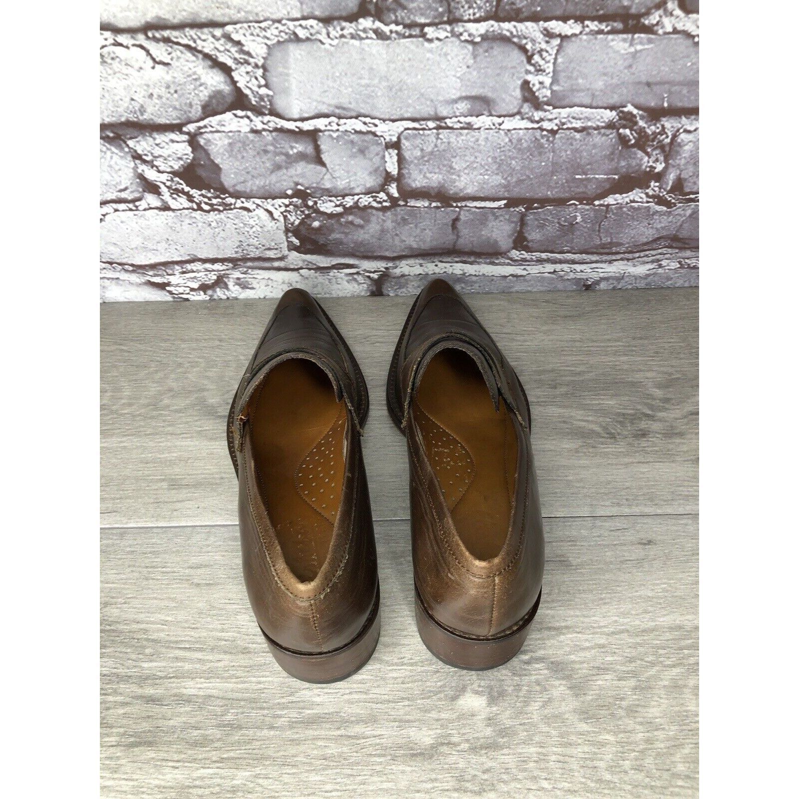 Other Elisheba Brown Leather Penny Loafer Pointed Toe Heel Shoes W Size US 6.5 / IT 36.5 - 4 Thumbnail