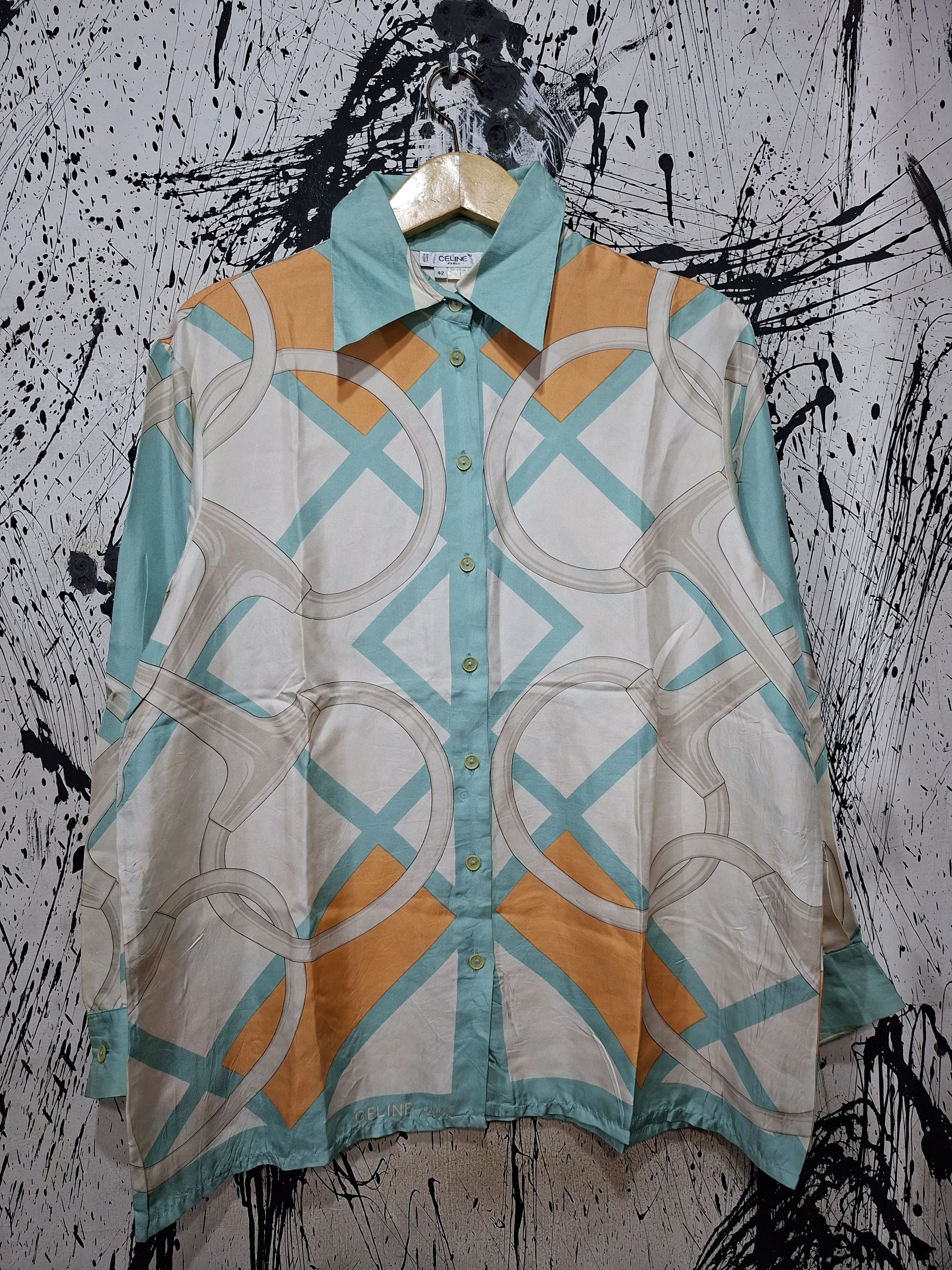 Celine 90'S CELINE PARIS BAROQUE SILK PRINTED SHIRT Size L / US 10 / IT 46 - 1 Thumbnail