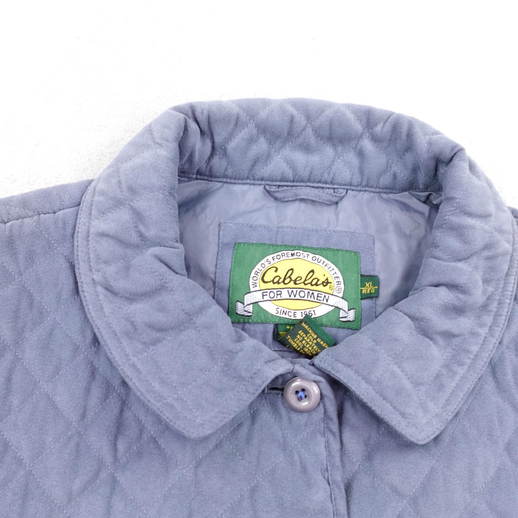 Vintage VINTAGE Cabela's Jacket Womens XL Purple Diamond Quilted Polyester Suede Button Up Coat Size XL / US 12-14 / IT 48-50 - 2 Thumbnail