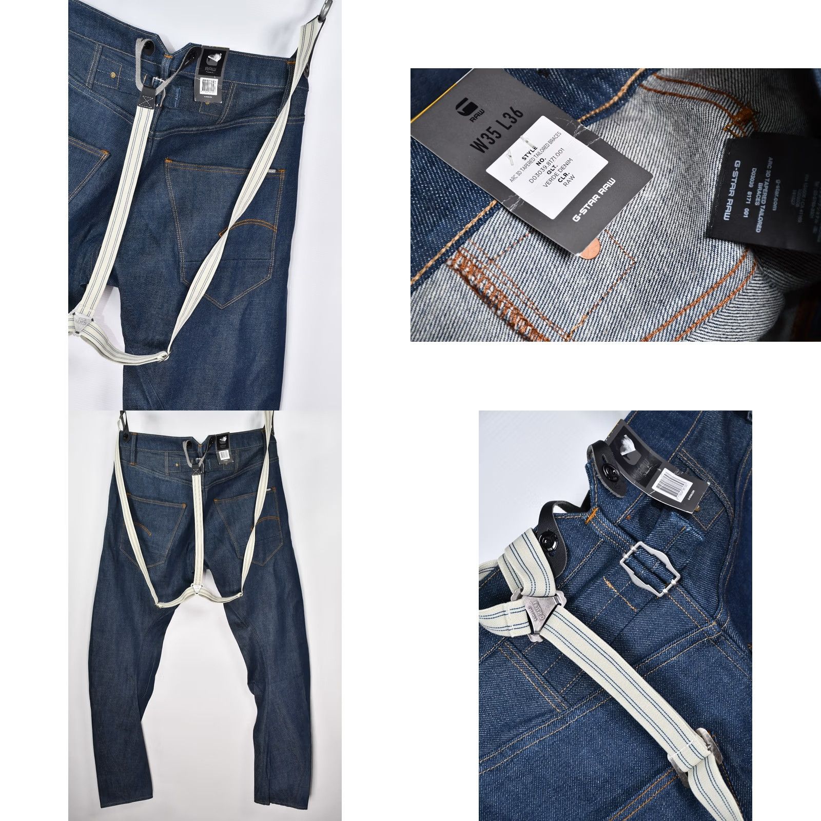 G-Star G-Star Arc 3D Tapered Tailored Braces Jeans VERDE Mens Denim W35/L36 Size US 35 - 8 Thumbnail