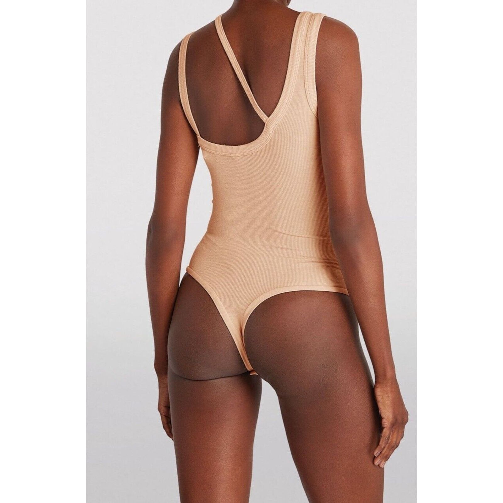 ALIX NYC Alix NYC Tan Asymmetrical Neckline Sleeveless Rib Bodysuit S Size S / US 4 / IT 40 - 5 Thumbnail