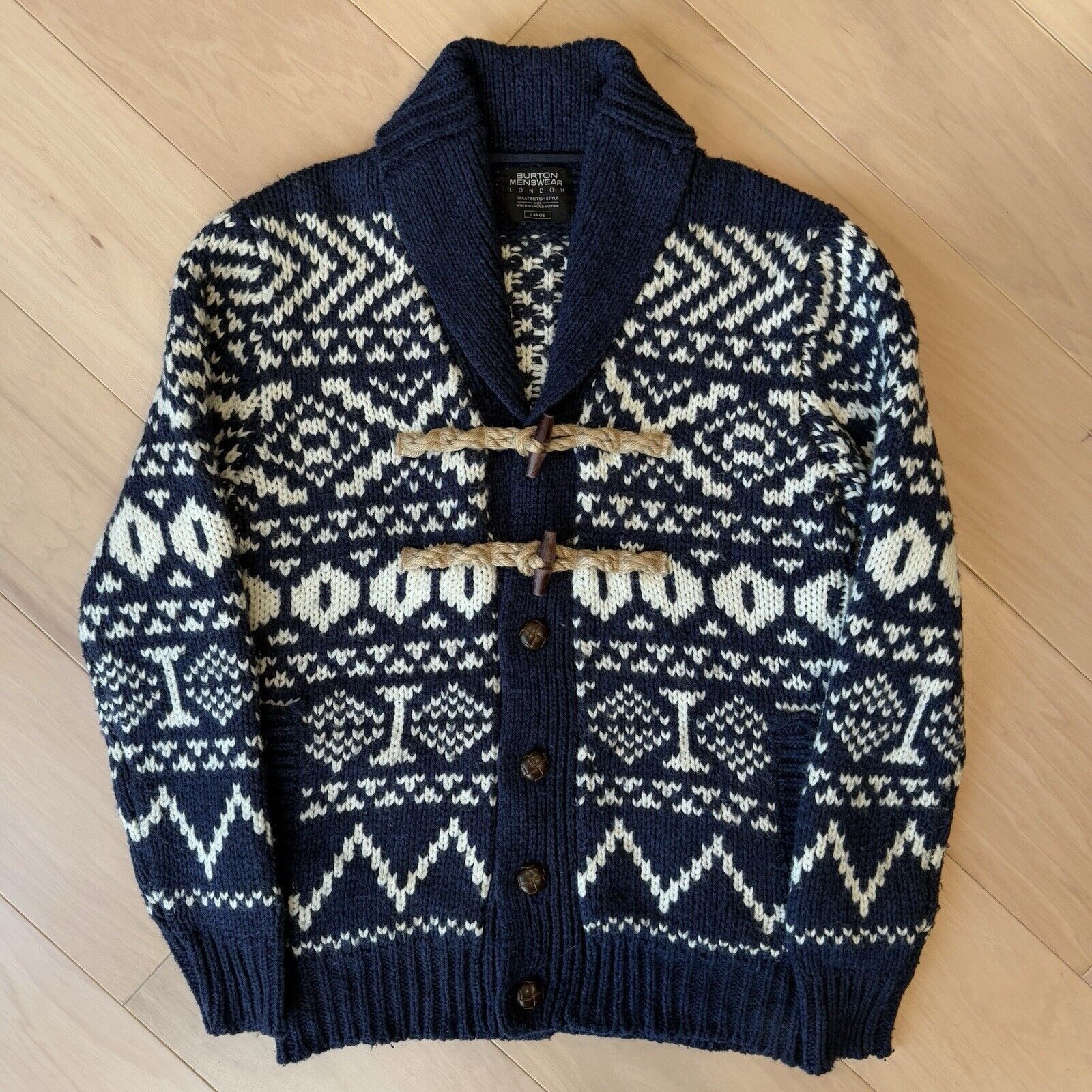 Burton Burton London Cardigan Large Blue Wool Toggle Cowichan Heavy Size US L / EU 52-54 / 3 - 2 Thumbnail