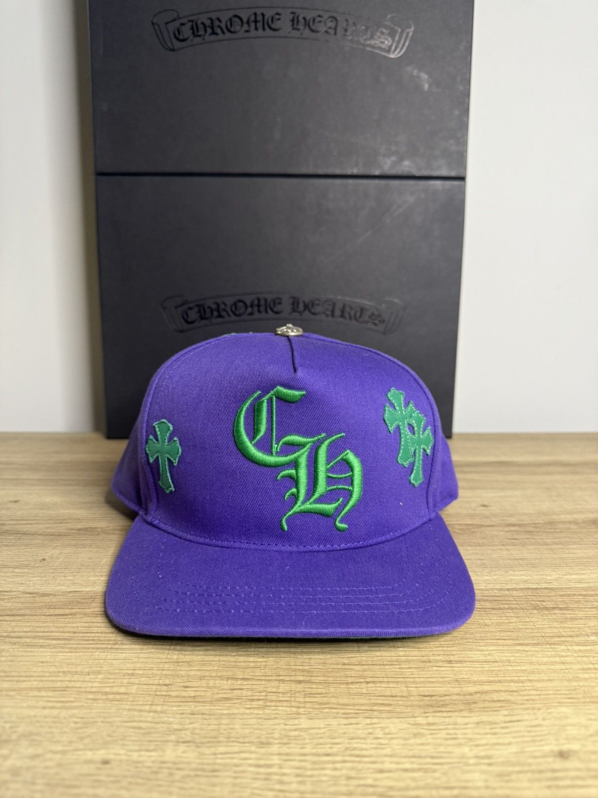 Chrome Hearts Purple/Green Cross Patch Trucker Hat