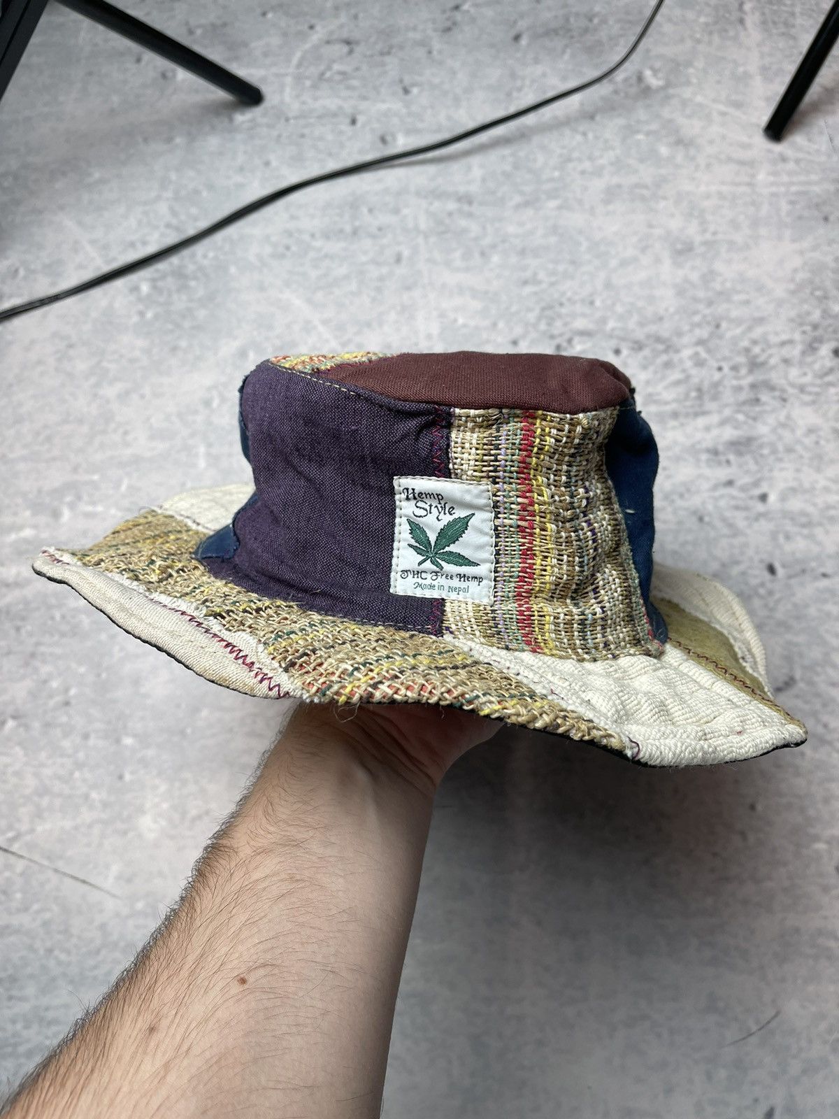 Art Comes First Vintage HIPPIE BUCKET HAT patchwork HEMP STYLE Size ONE SIZE - 2 Thumbnail