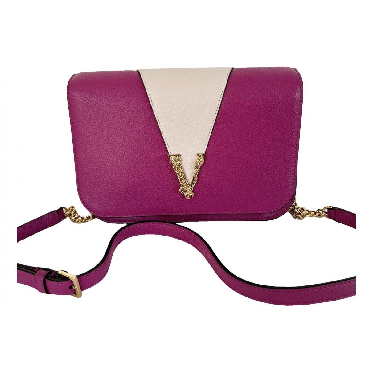 pink leather virtus versace handbag