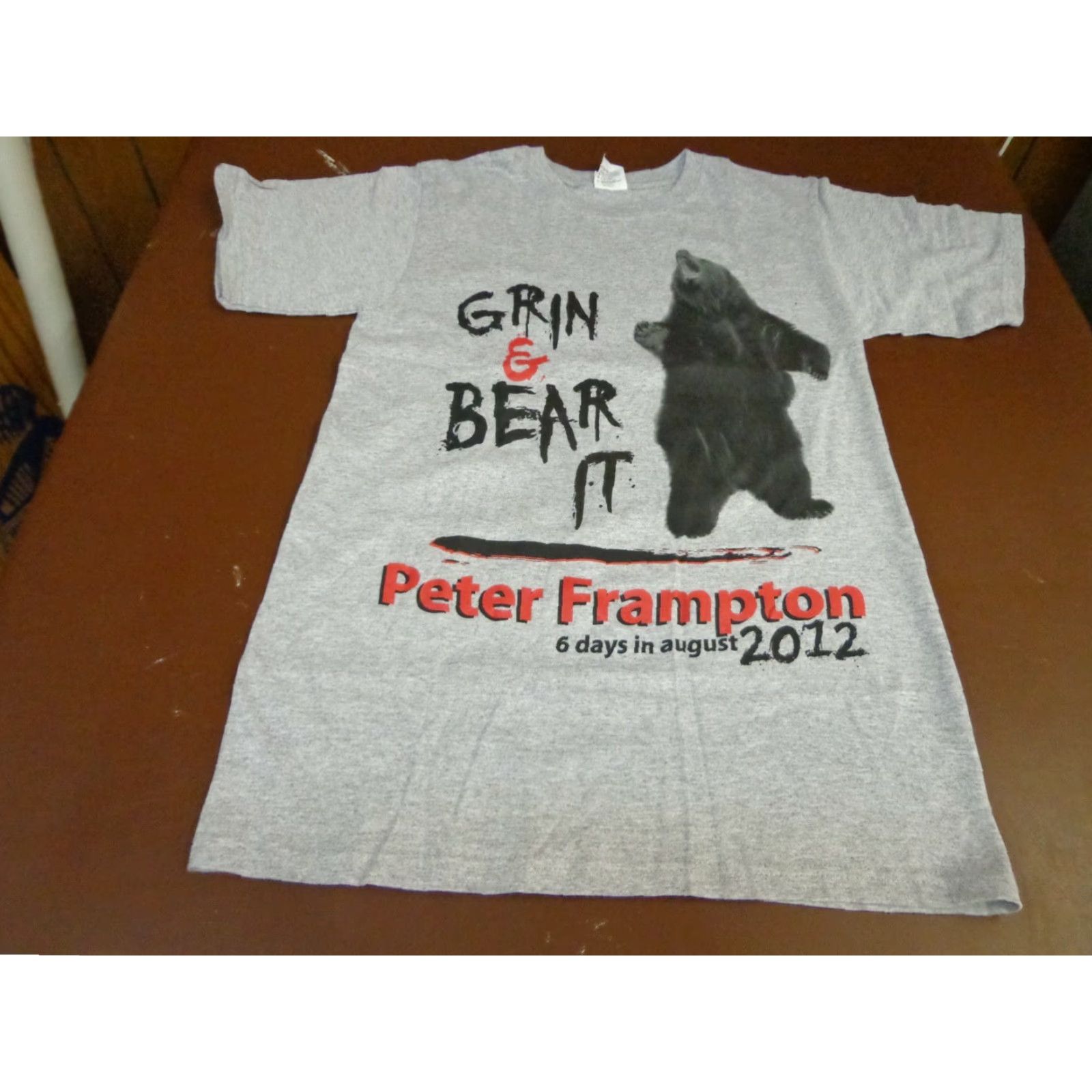 Anvil Peter Frampton Grin & Bear It Concert T Shirt Gray S Short Sleeve Unisex Adults T-Shirt 2012 Tour Graphic Tee Size US S / EU 44-46 / 1 - 3 Thumbnail