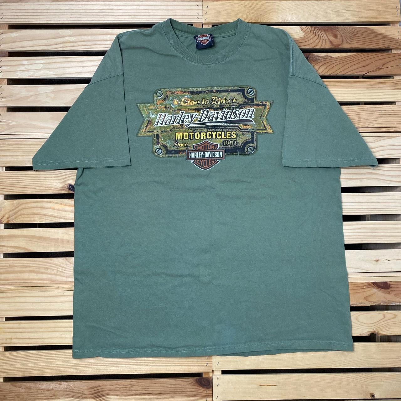 Harley Davidson Vintage Harley Davidson 2006 Green Aerospace Tee Size XL Size US XL / EU 56 / 4 - 2 Thumbnail