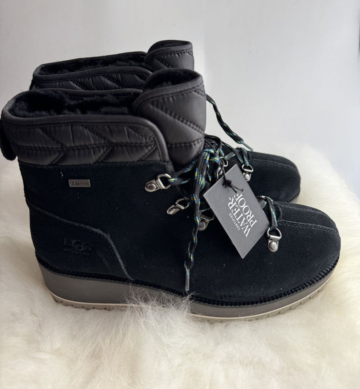 Ugg UGG Birch Waterproof Black Suede Wool lined Wedge boots Size US 8 / IT 38 - 6 Thumbnail