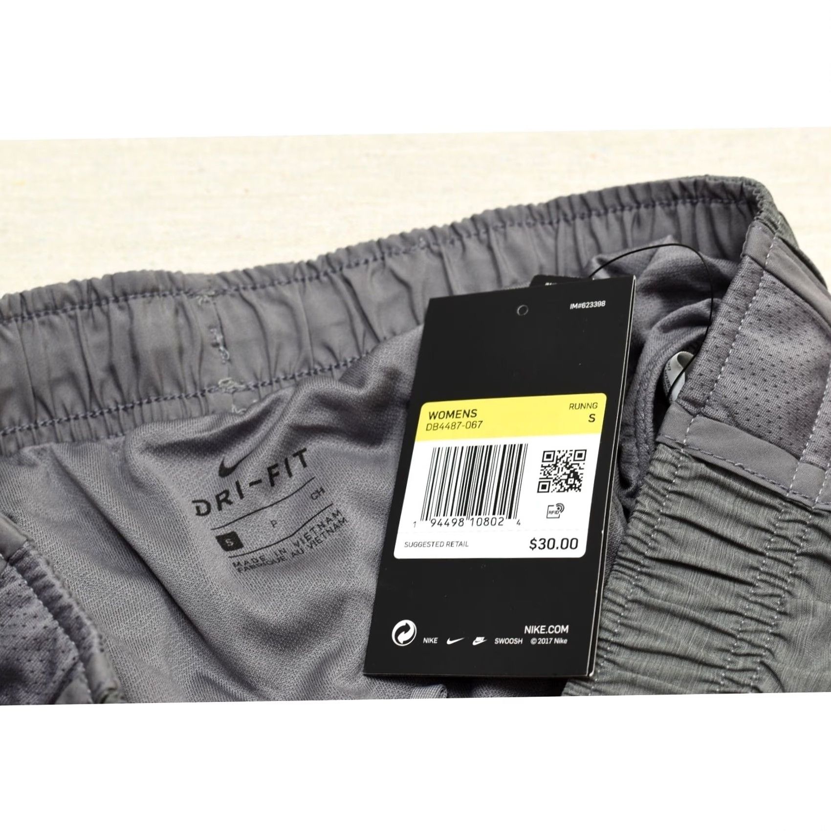 Nike Nike Dri-Fit Athletic Running Shorts Womens S Gray Inseam 3in Swoosh Front Flat Pocket Coin Lined Size 28" / US 6 / IT 42 - 2 Thumbnail