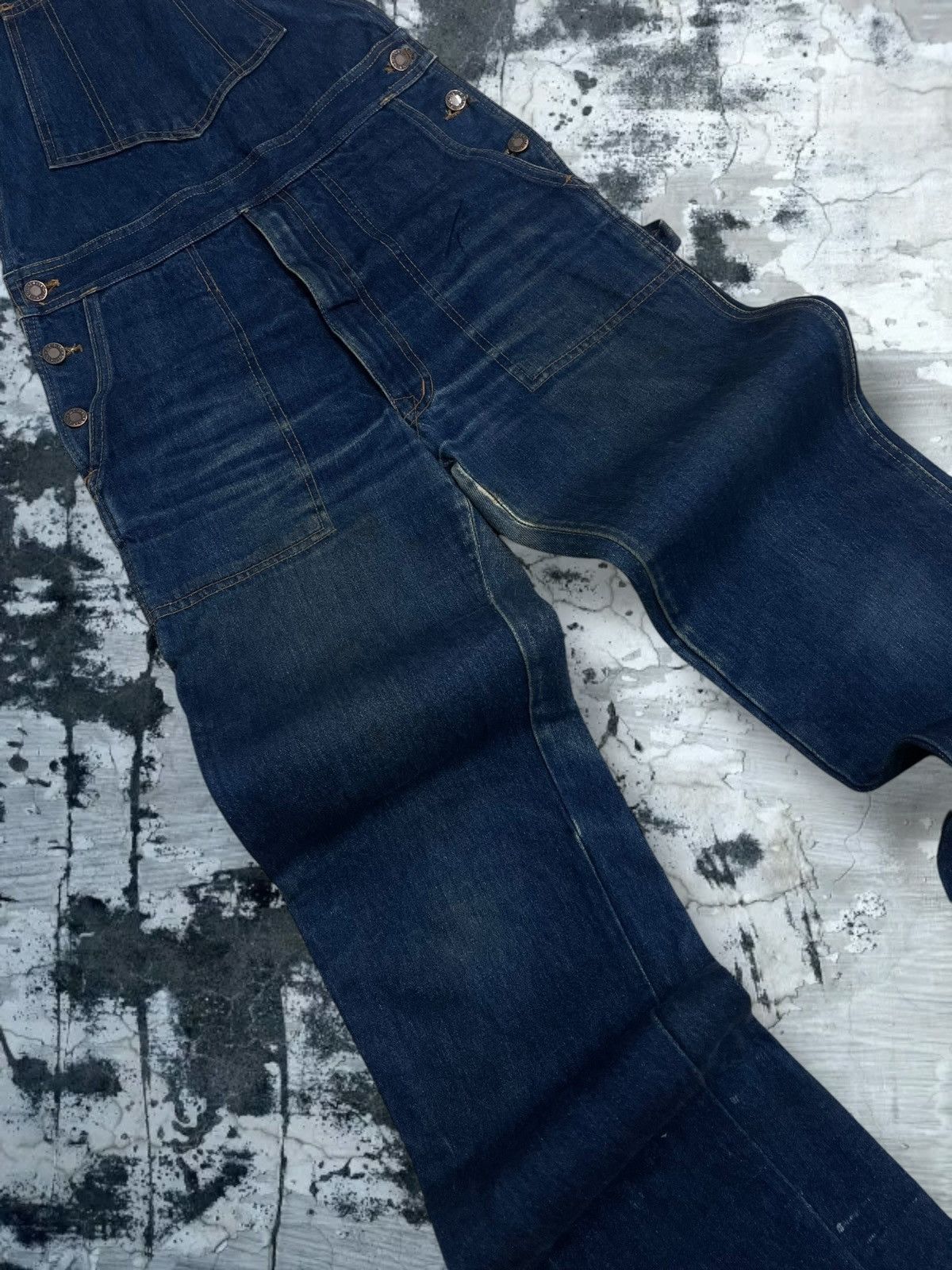Japanese Brand Vintage 90s Designer Bison Rustic Blue Overall Iconic Denim Size US 33 - 7 Thumbnail