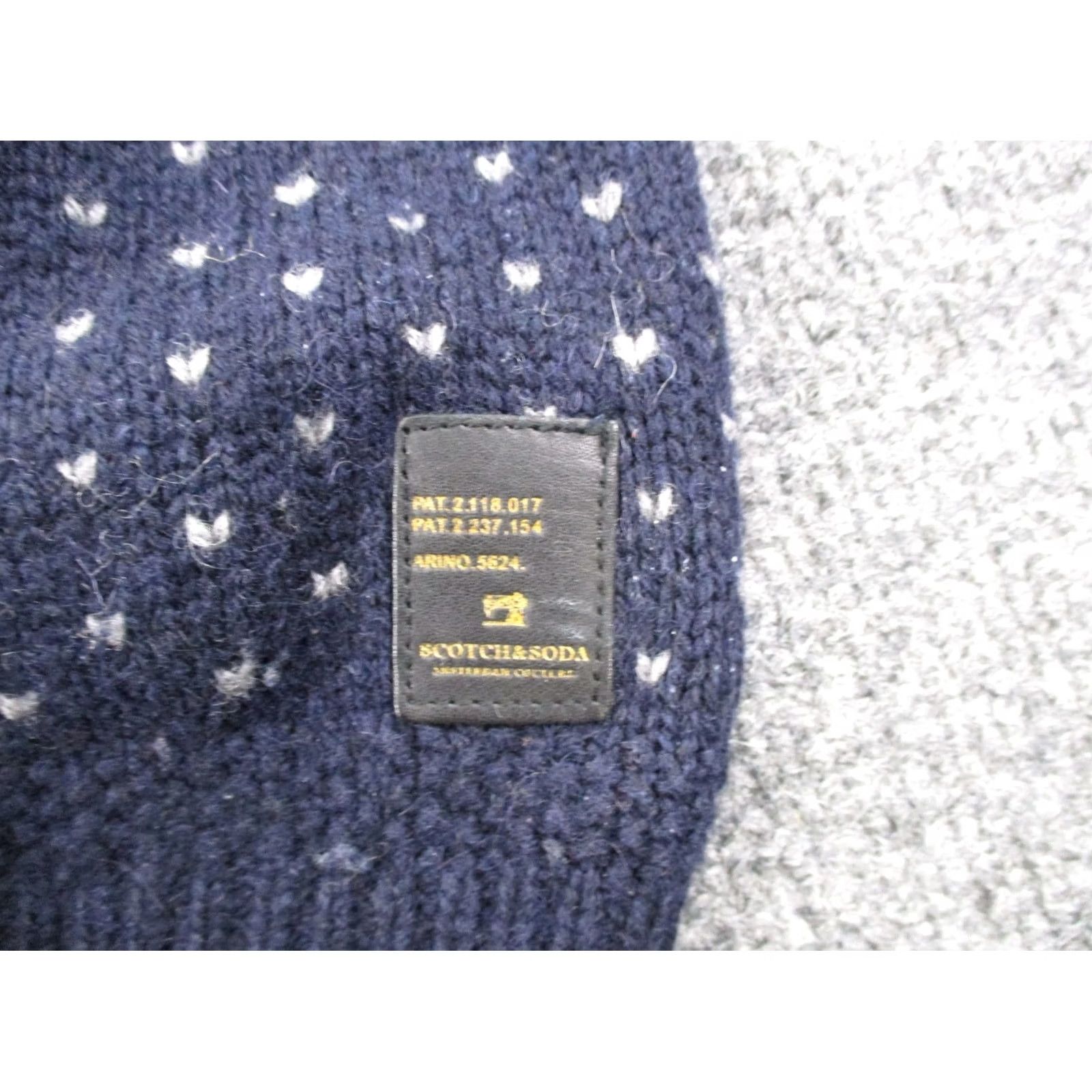 Scotch & Soda Scoth & Soda Mens Sweater Cardigan Heavyweight Thermal Long Sleeve Blue Nylon Wool Geometric Knit Round Neck Casual L Size US L / EU 52-54 / 3 - 7 Thumbnail