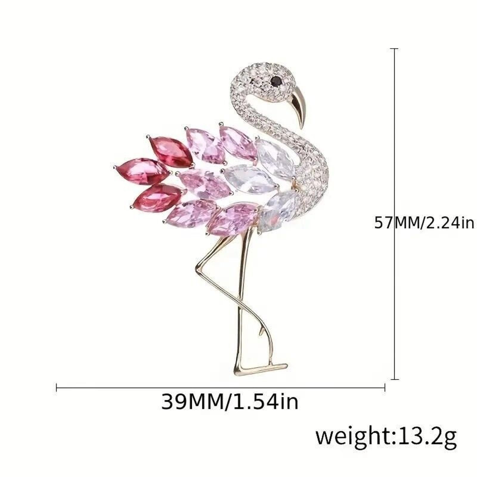 Other Flamingo Brooch Pin • Red • Pink • Clear • Rhinestones Size ONE SIZE - 6 Thumbnail