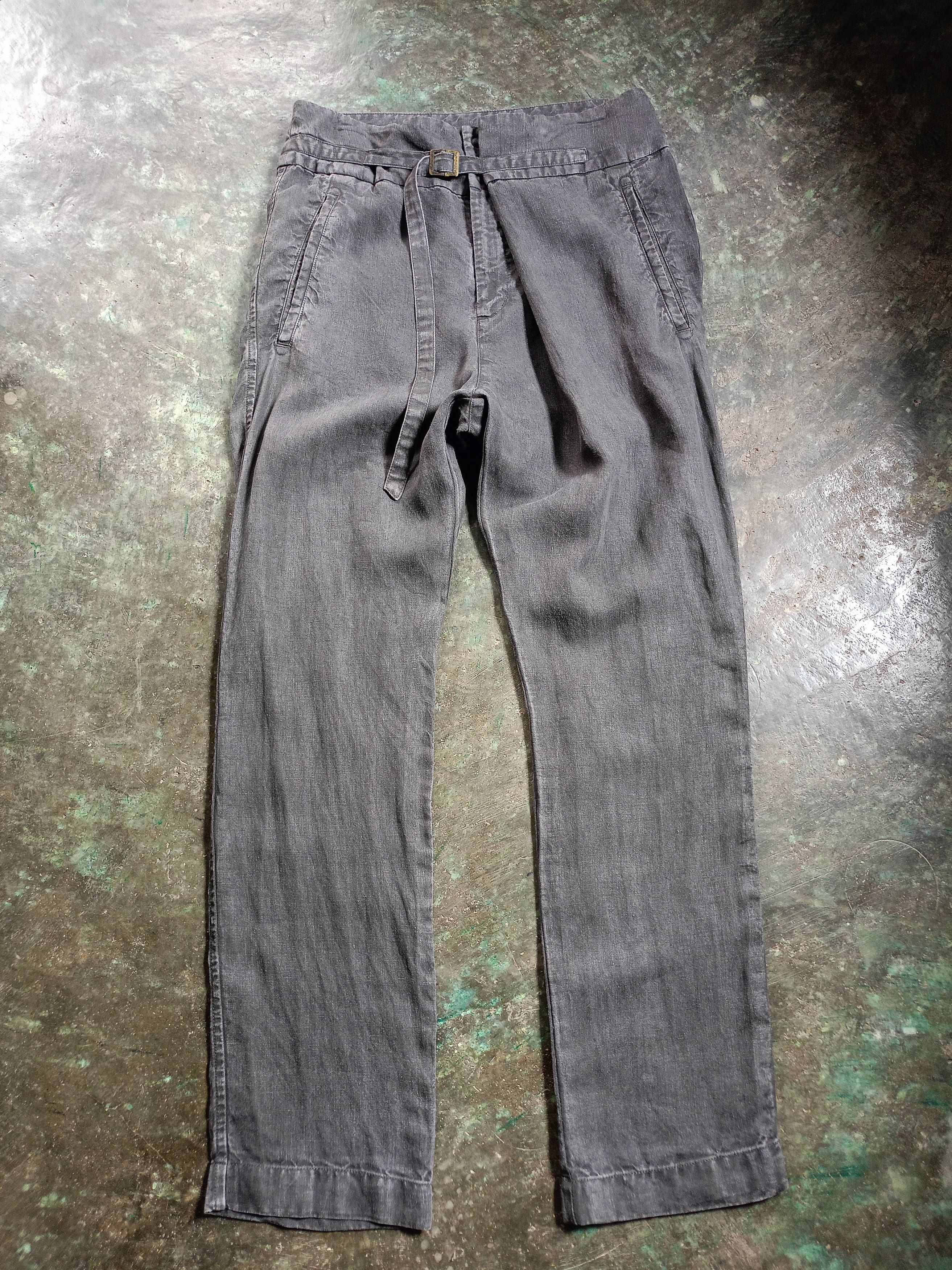 Pas de Calais Pas de Calais Gray Linen Pants Size US 31 - 1 Thumbnail