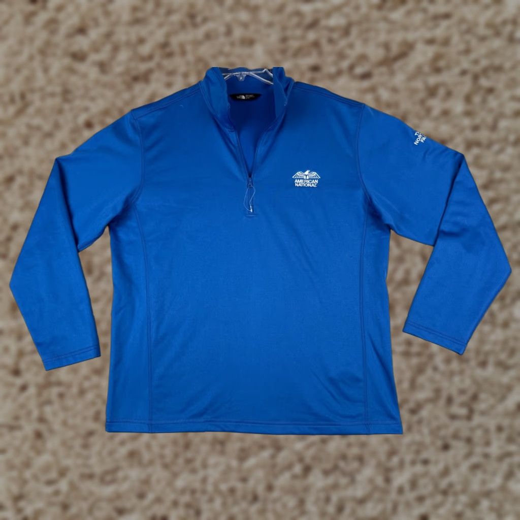 The North Face The North Face Sweater Mens XL Blue 1/4 Zip Mock Neck Polyester Fleece Embroidered Logo Pullover Casual Men’s Core Size US XL / EU 56 / 4 - 1 Thumbnail