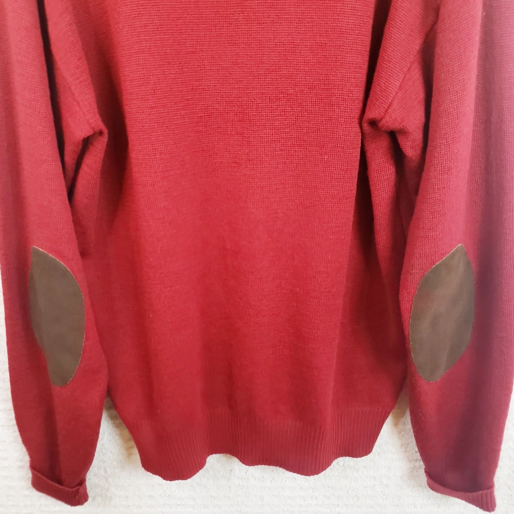 Jim Thompson Norm Thompson Merino Wool Sweater Men's S Red Pullover Collared Elbow Pads Shirt Crewneck? Size US S / EU 44-46 / 1 - 5 Thumbnail