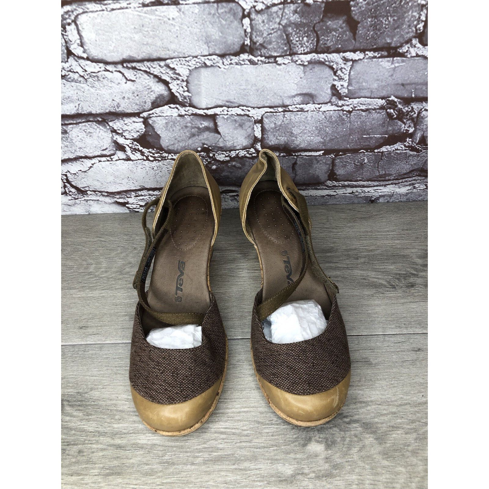 Teva Teva Riviera Grey Brown Mary Jane Cork Wedge Shoes Women 7.5 Size US 7.5 / IT 37.5 - 23 Thumbnail