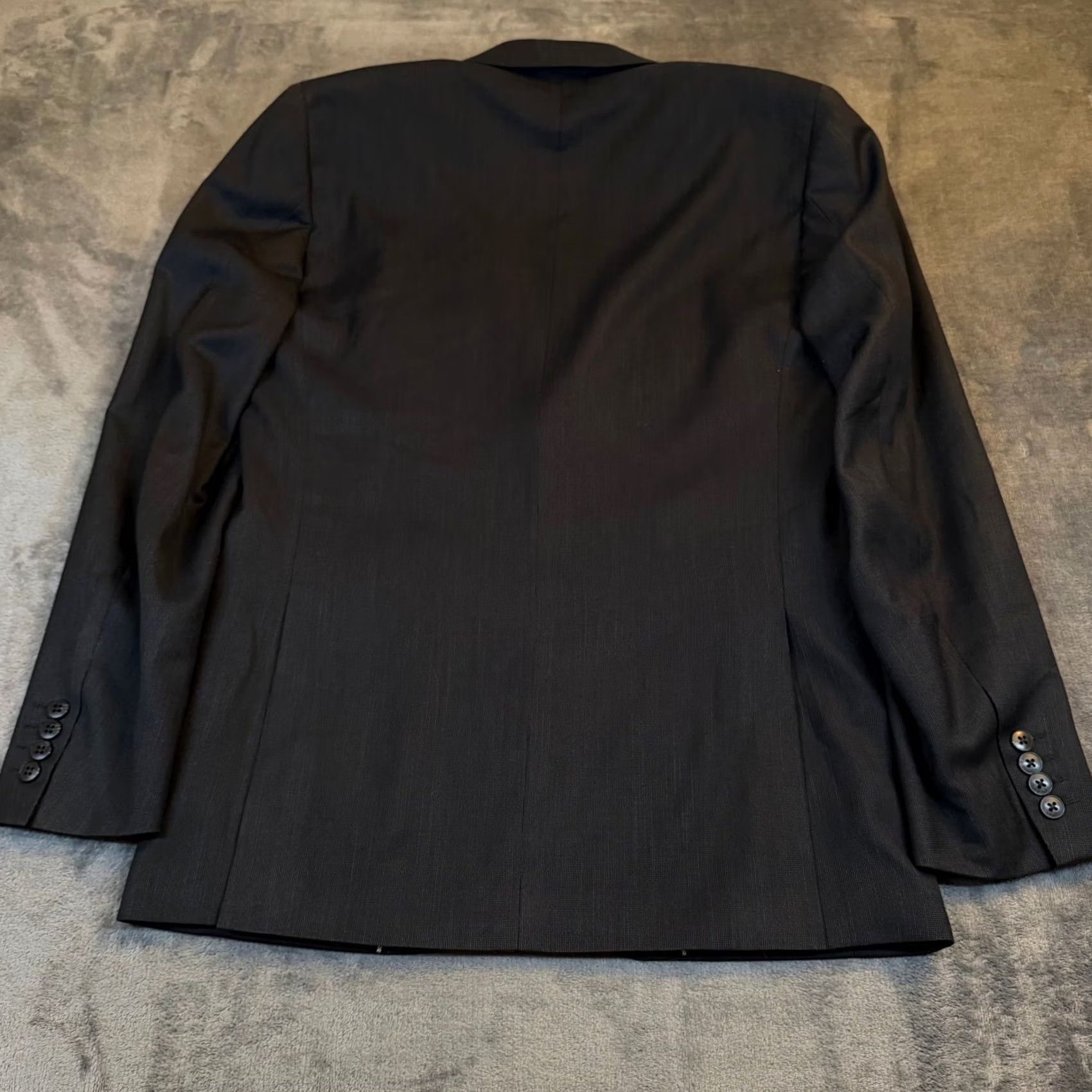 Vintage J.Ferrar Blazer Mens 38 Regular Black Textured Slim Fit Two-Button Notch Lapel Card Jacket Size 38R - 5 Thumbnail