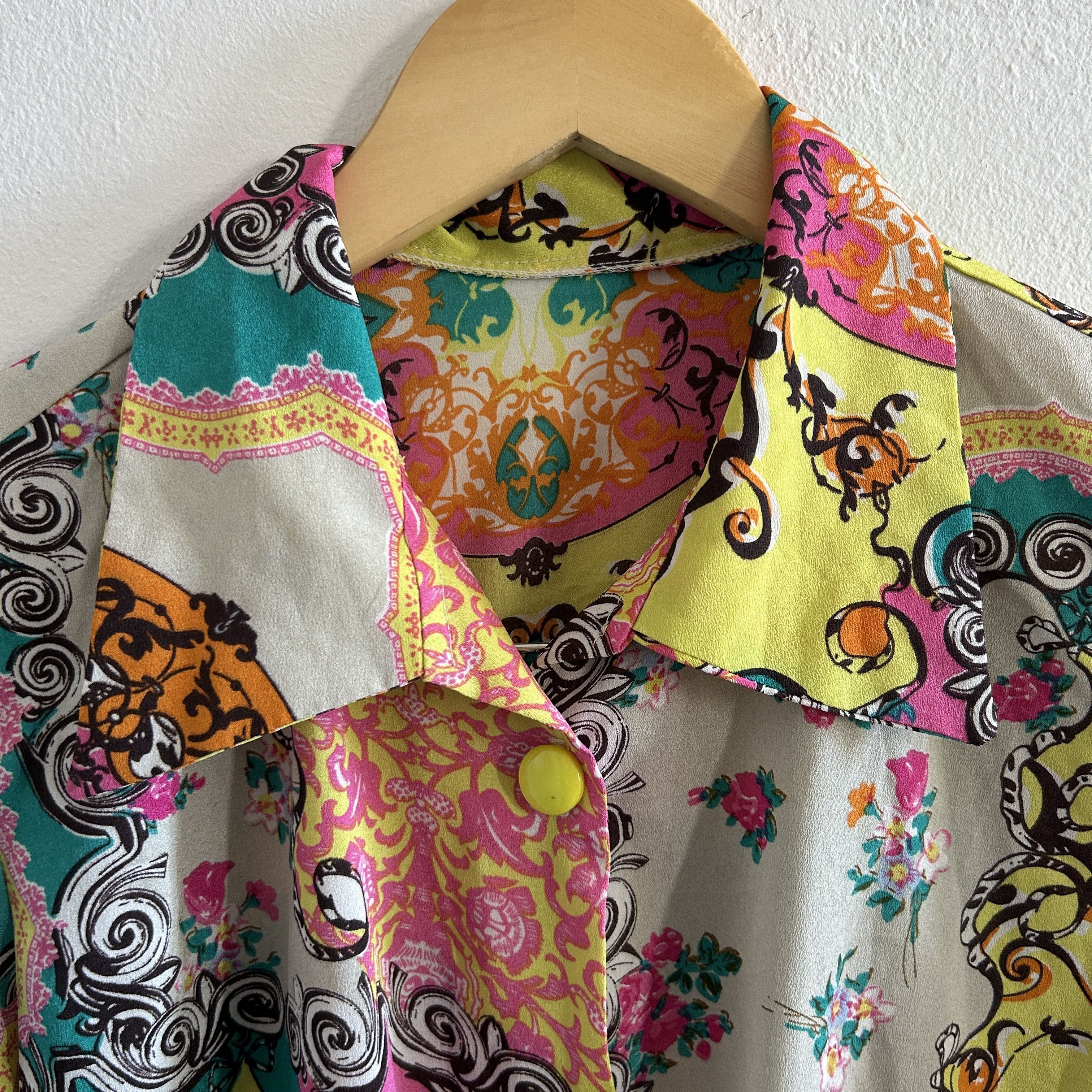 Vintage Y2K Baroque Print Shirt Dress Size L / US 10 / IT 46 - 13 Thumbnail