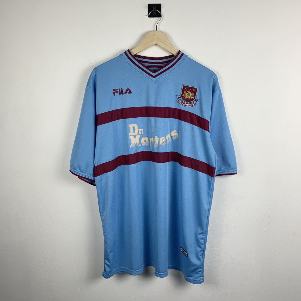 90s West Ham FILA シャツ Lサイズ Dr.Martin 1999-01 West Ham Dr. Martens Fila L Shirt (Top)