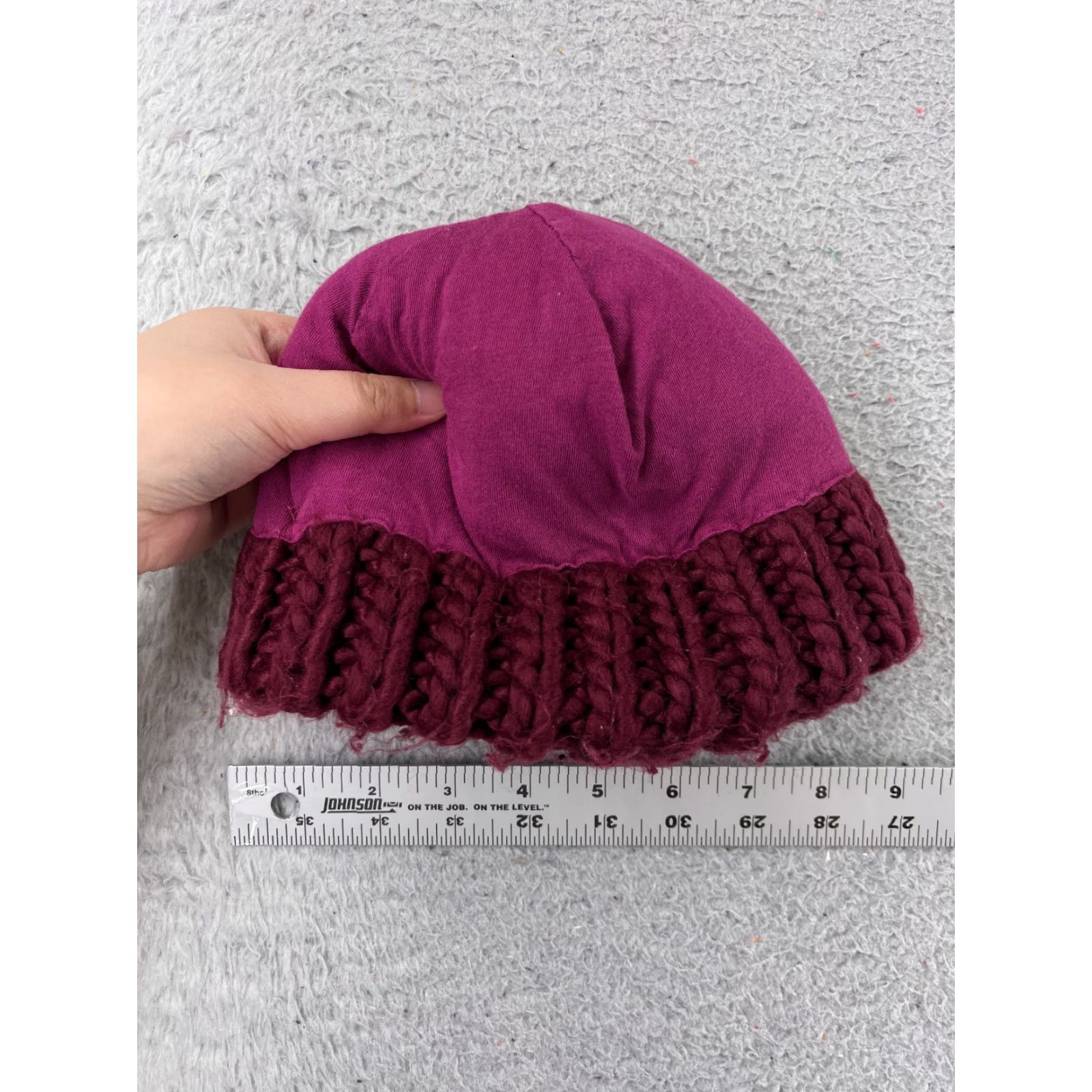 Old Navy Old Navy Beanie Hat Womens M Purple Knit Acrylic Cotton Lined Pom Beanie? Size ONE SIZE - 5 Thumbnail