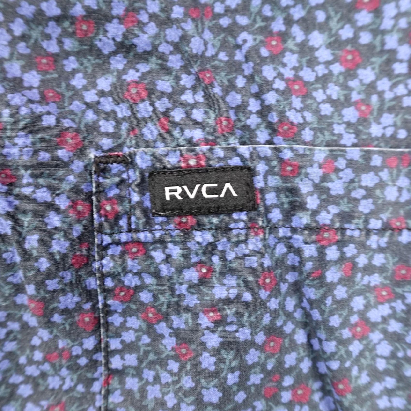 RVCA RVCA Shirt Mens XL Blue Floral Button Up Short Sleeve Slim Fit Skate Surf Beach Size US XL / EU 56 / 4 - 3 Thumbnail