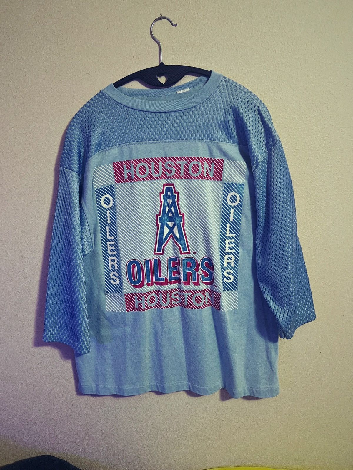 NFL Rare Vintage 1990s Houston Oilers mesh velvet jersey texas Size US L / EU 52-54 / 3 - 13 Thumbnail