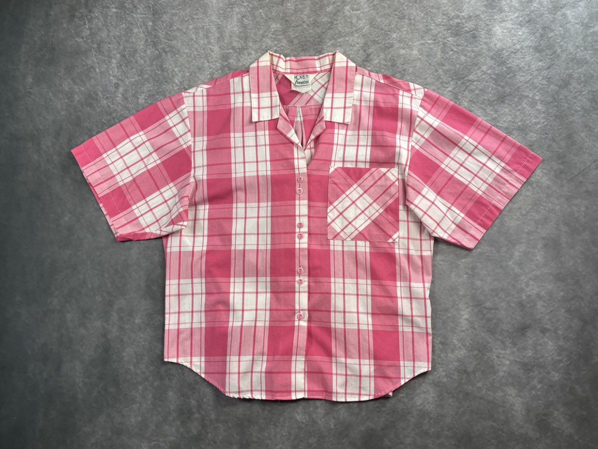 Vintage 80s Vintage Pink Plaid Polo Shortsleeve Koret Union Made 50s Size US XS / EU 42 / 0 - 14 Thumbnail