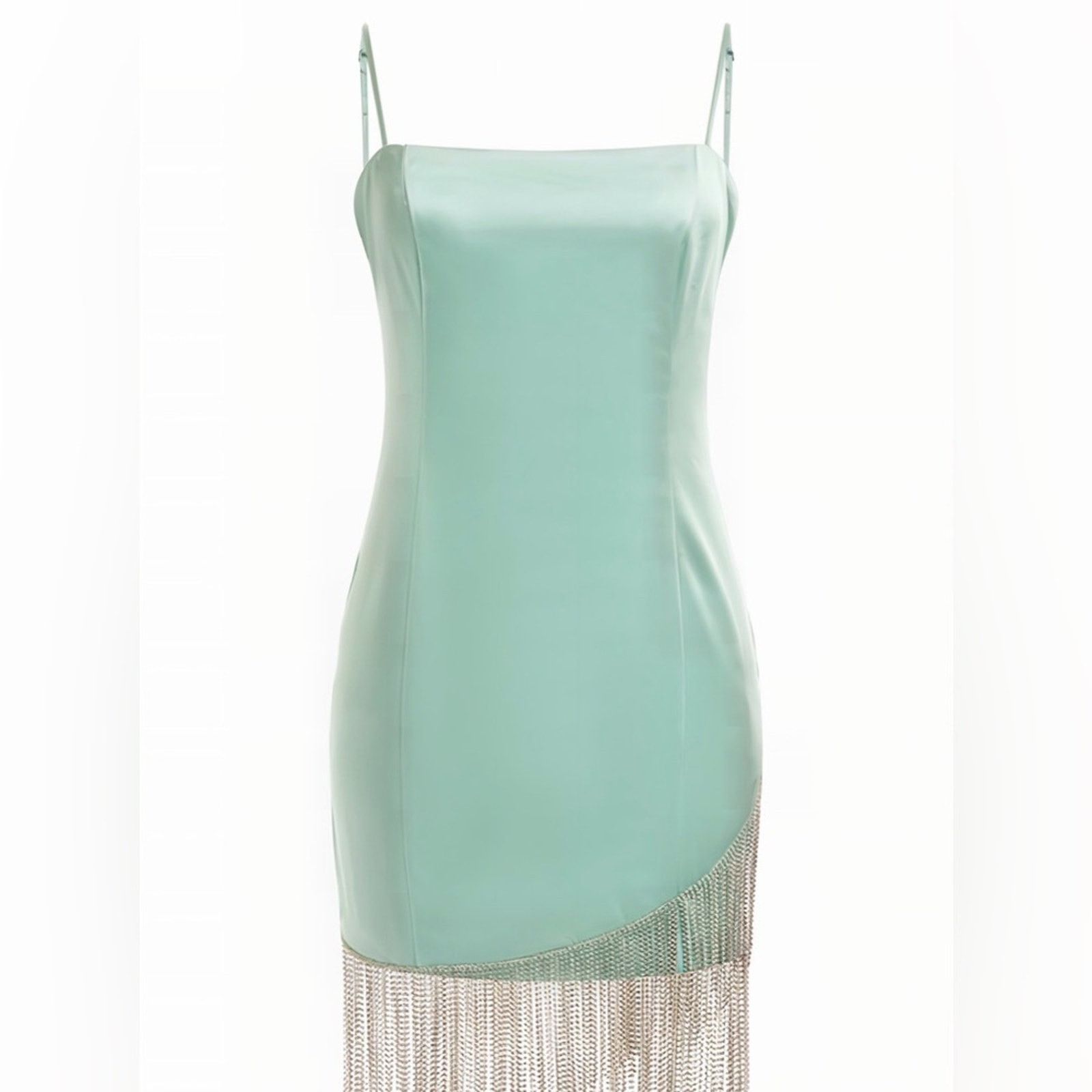 Other New Y2K Marciano Satin Fringe Dress in Light Blue size S Size M / US 6-8 / IT 42-44 - 5 Thumbnail