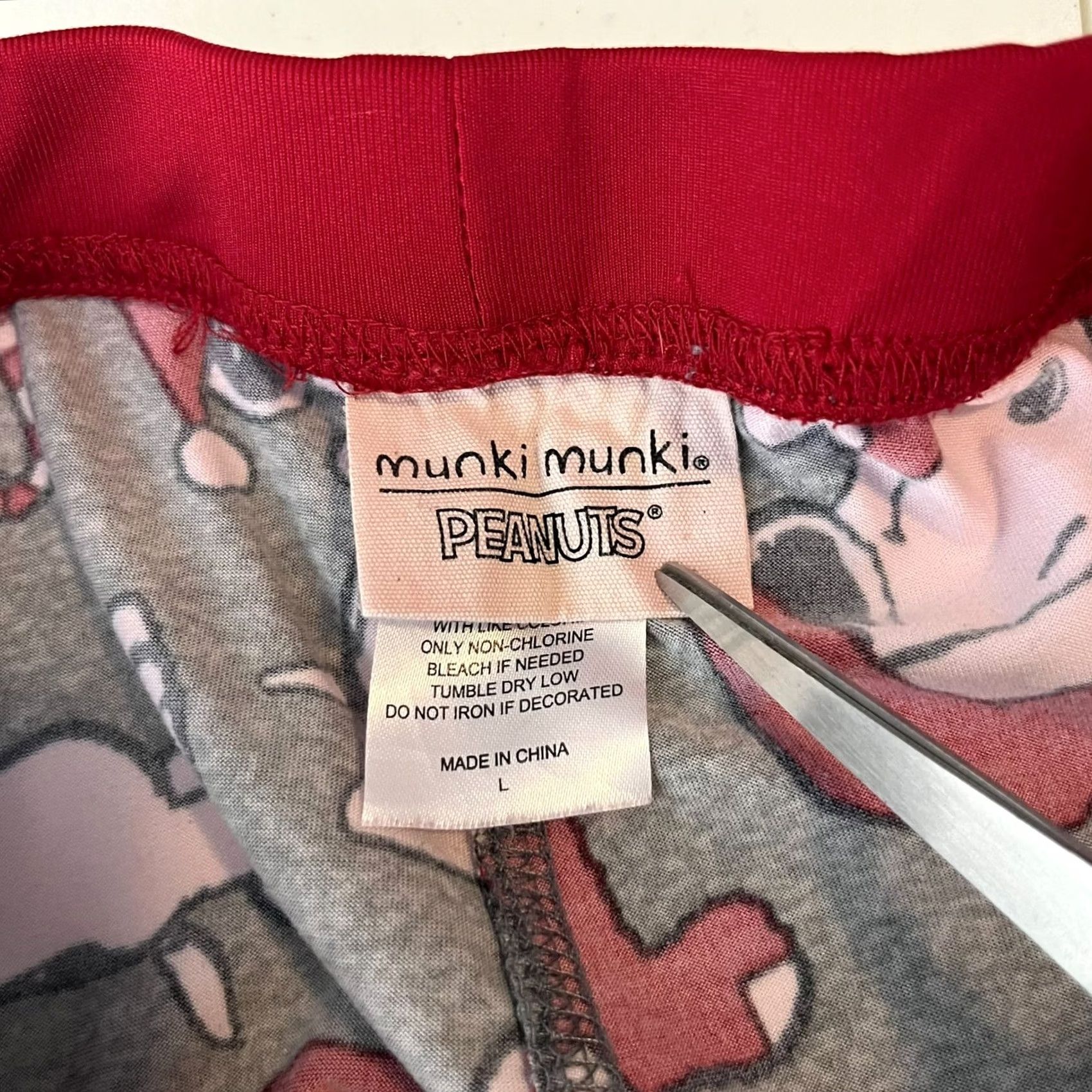 Vintage Munki Munki Peanuts Pajama Pants Men's L Gray Snoopy Christmas 2 Piece 100% Polyester Size US 33 - 7 Thumbnail