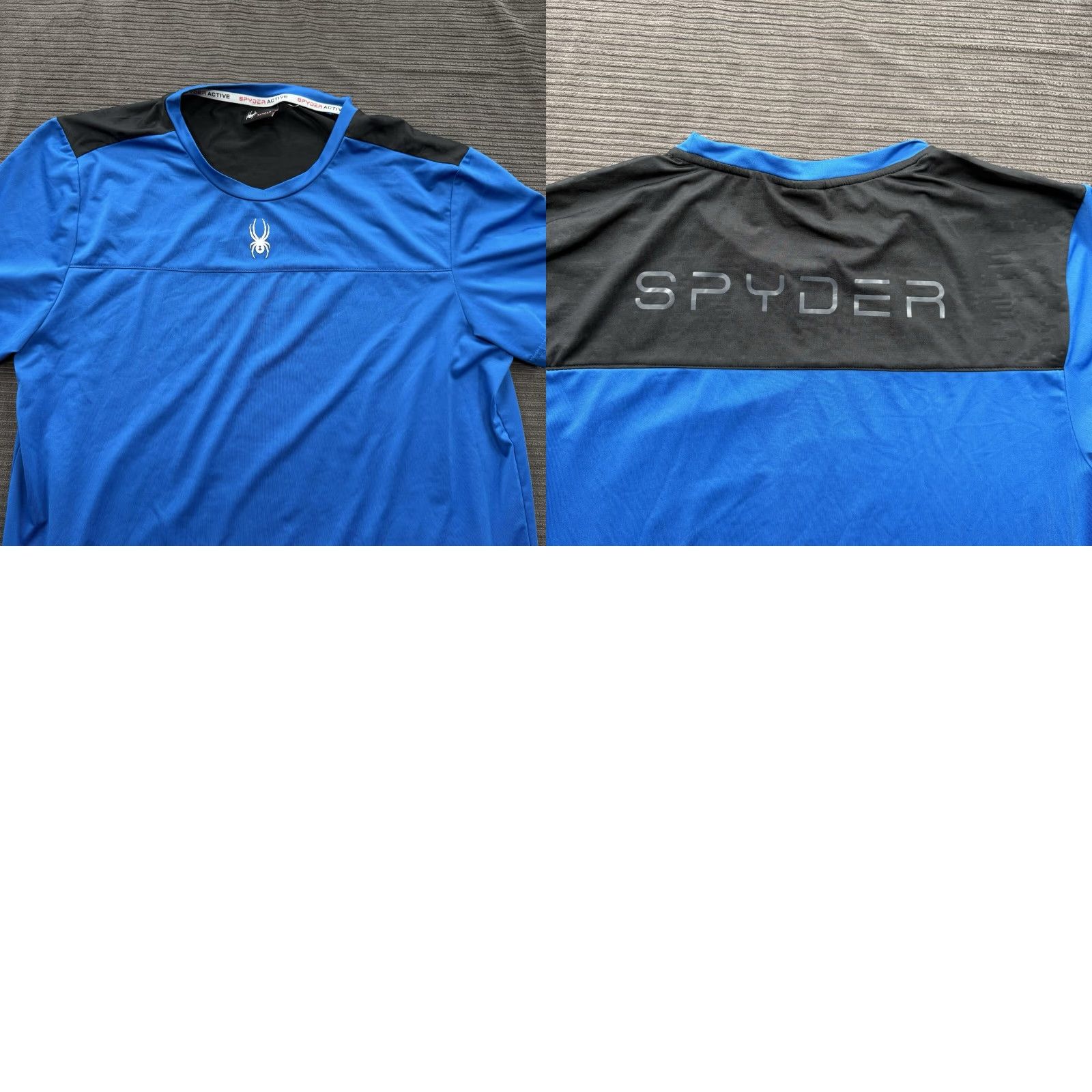 Spyder Spyder Activewear Shirt Men L Blue Black Gym Workout Training Lifting Short Sleeve Crew Neck Pullover Logo Breathable Lightweight Athletic Size US L / EU 52-54 / 3 - 8 Thumbnail