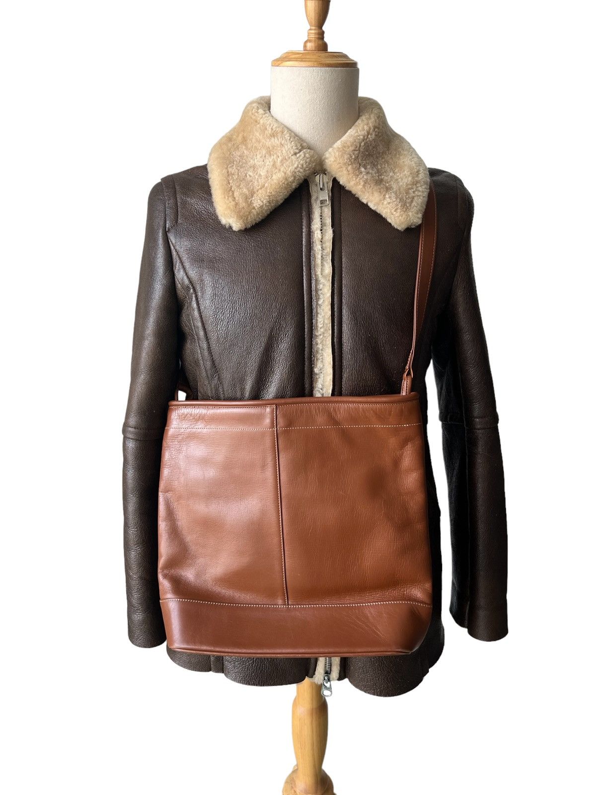 90s issey miyake leather shoulder bag